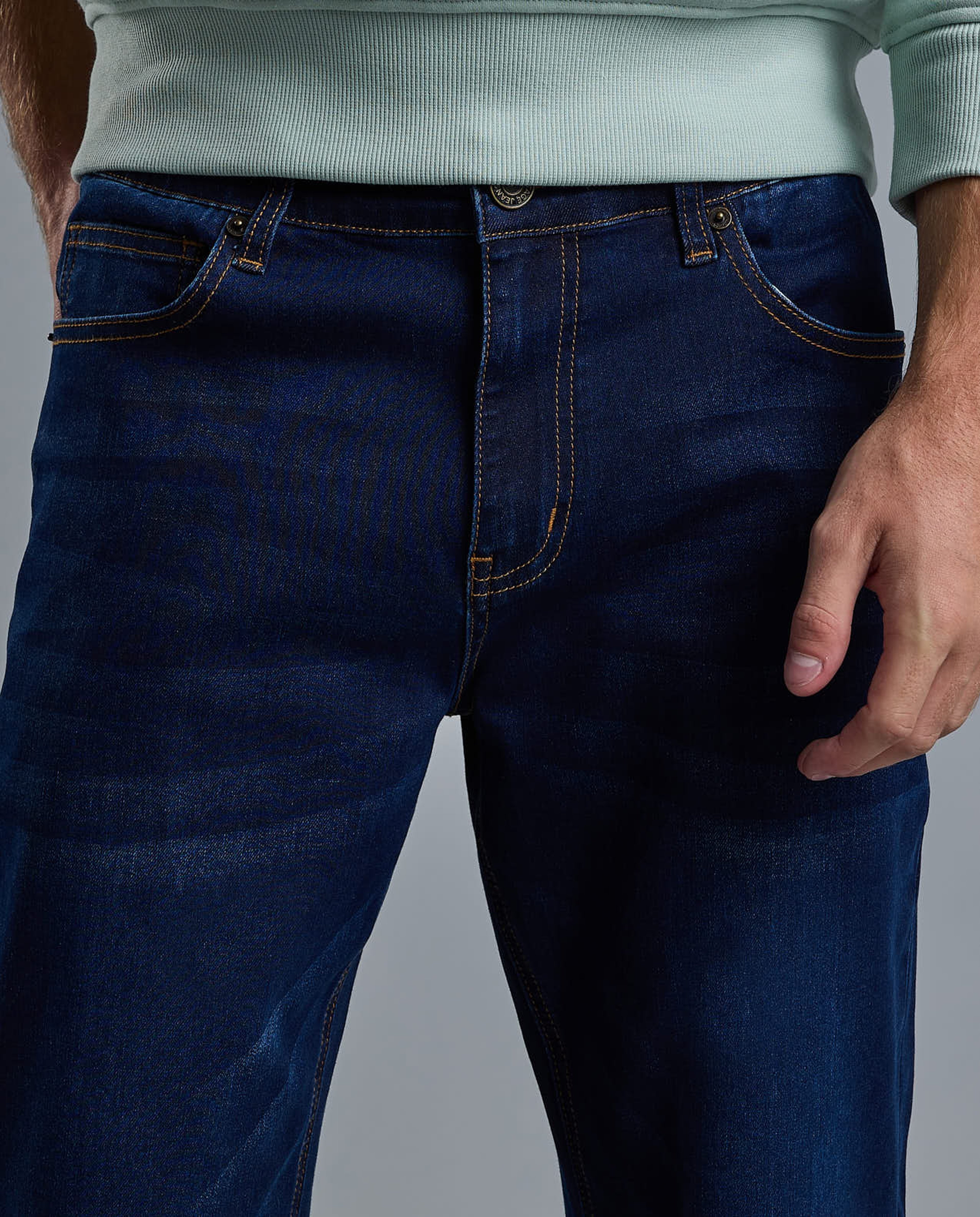 Faded Straight Fit Jeans with Button Closure