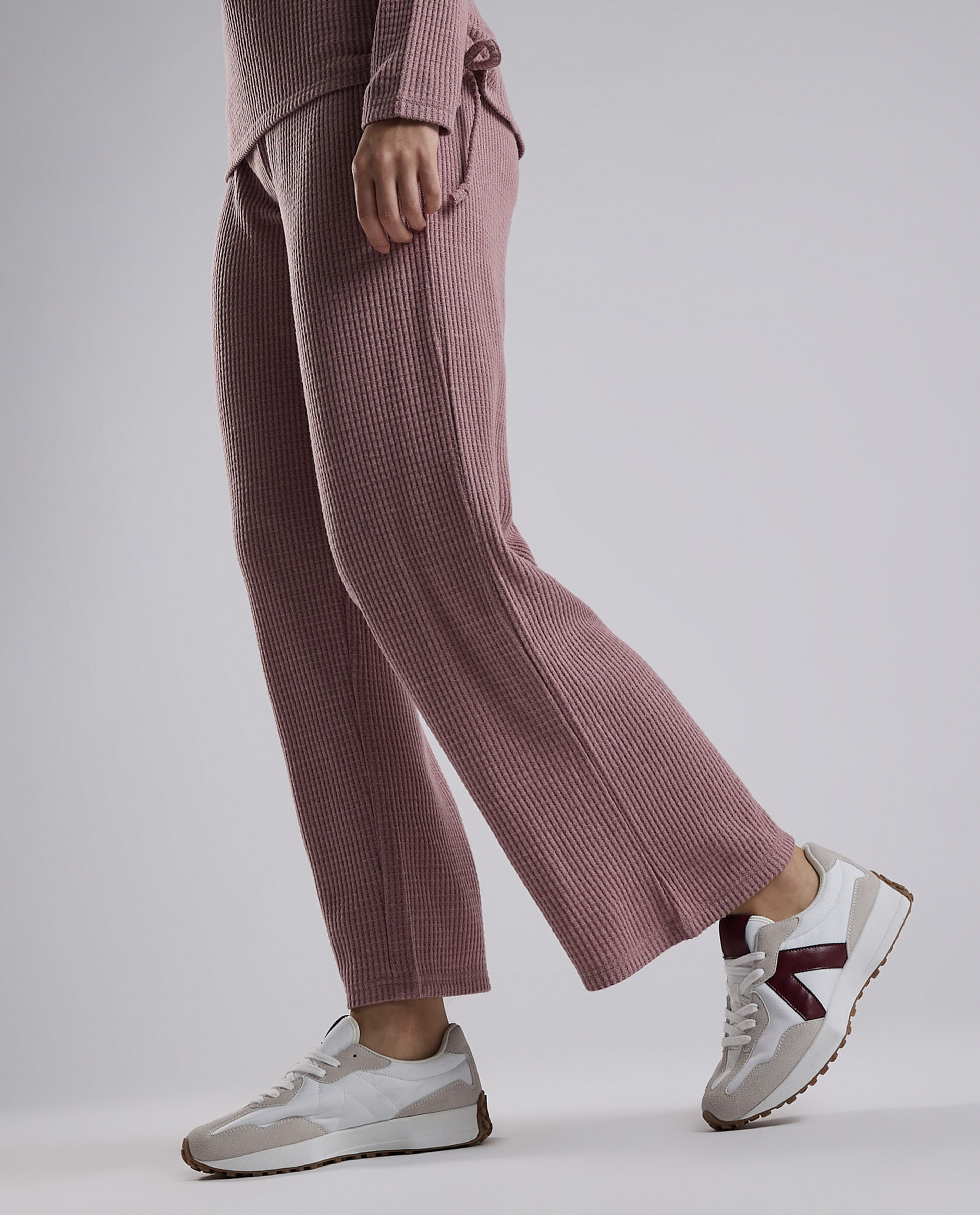Ribbed Lounge Pants with Drawstring Waist