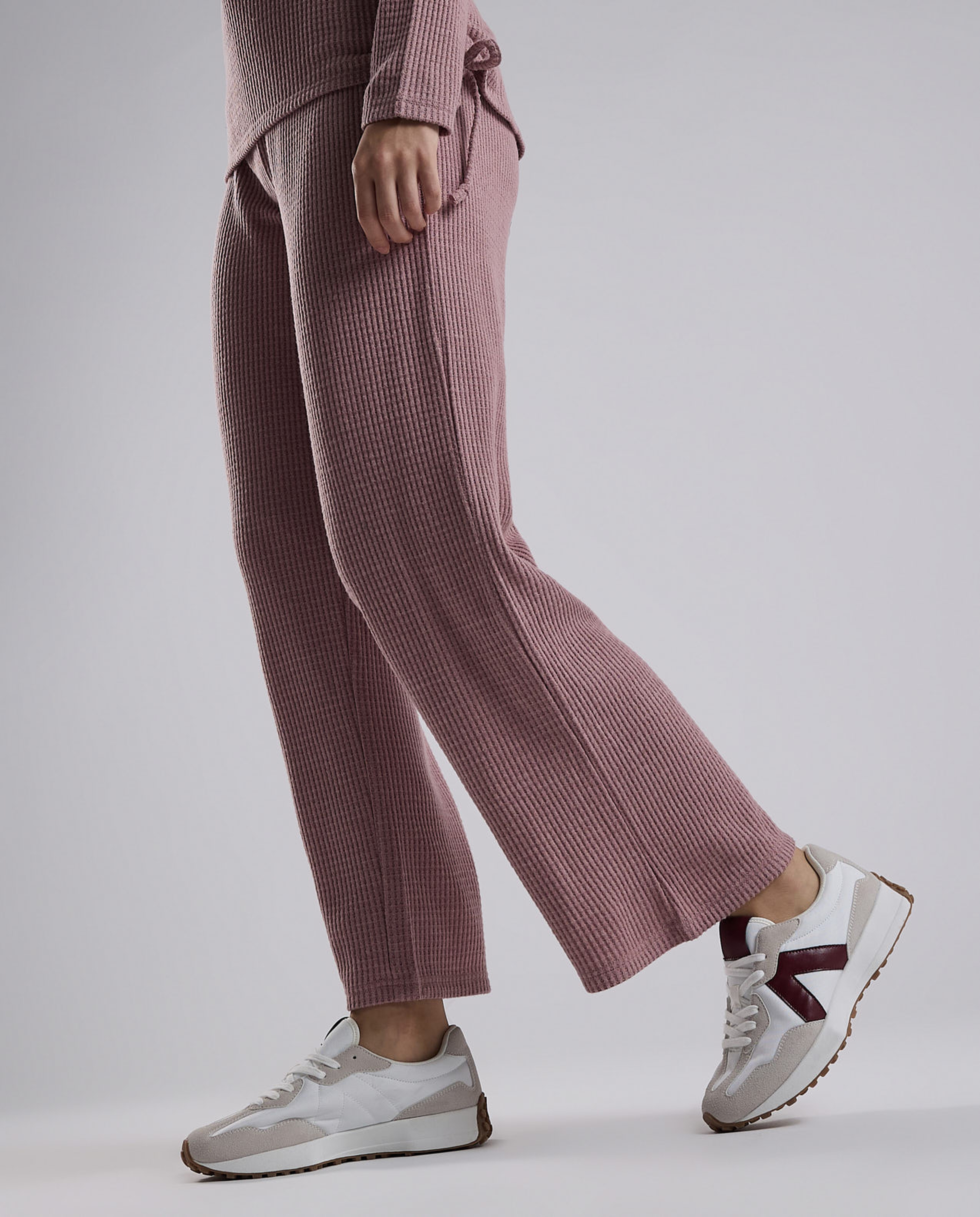 Ribbed Lounge Pants with Drawstring Waist