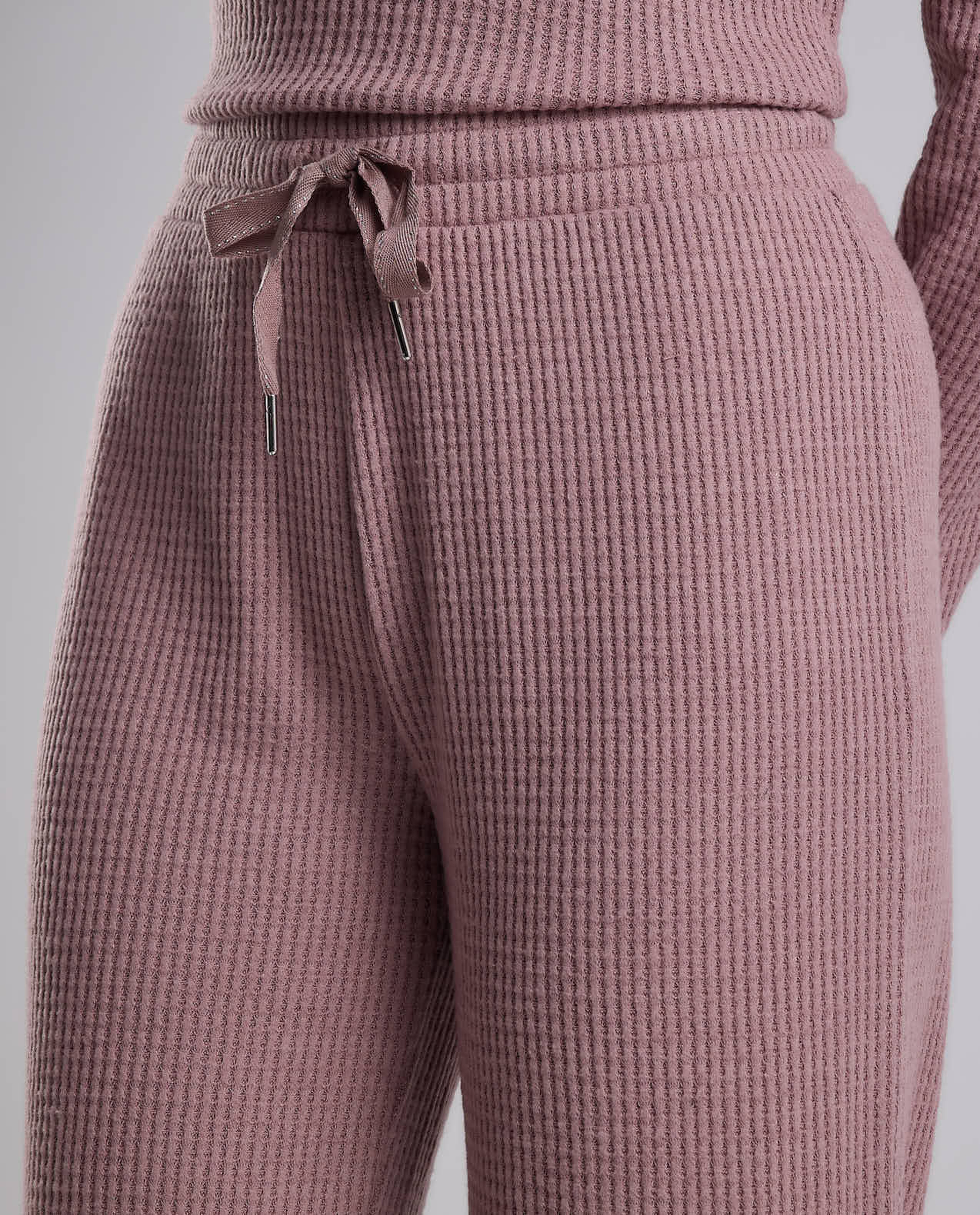 Ribbed Lounge Pants with Drawstring Waist