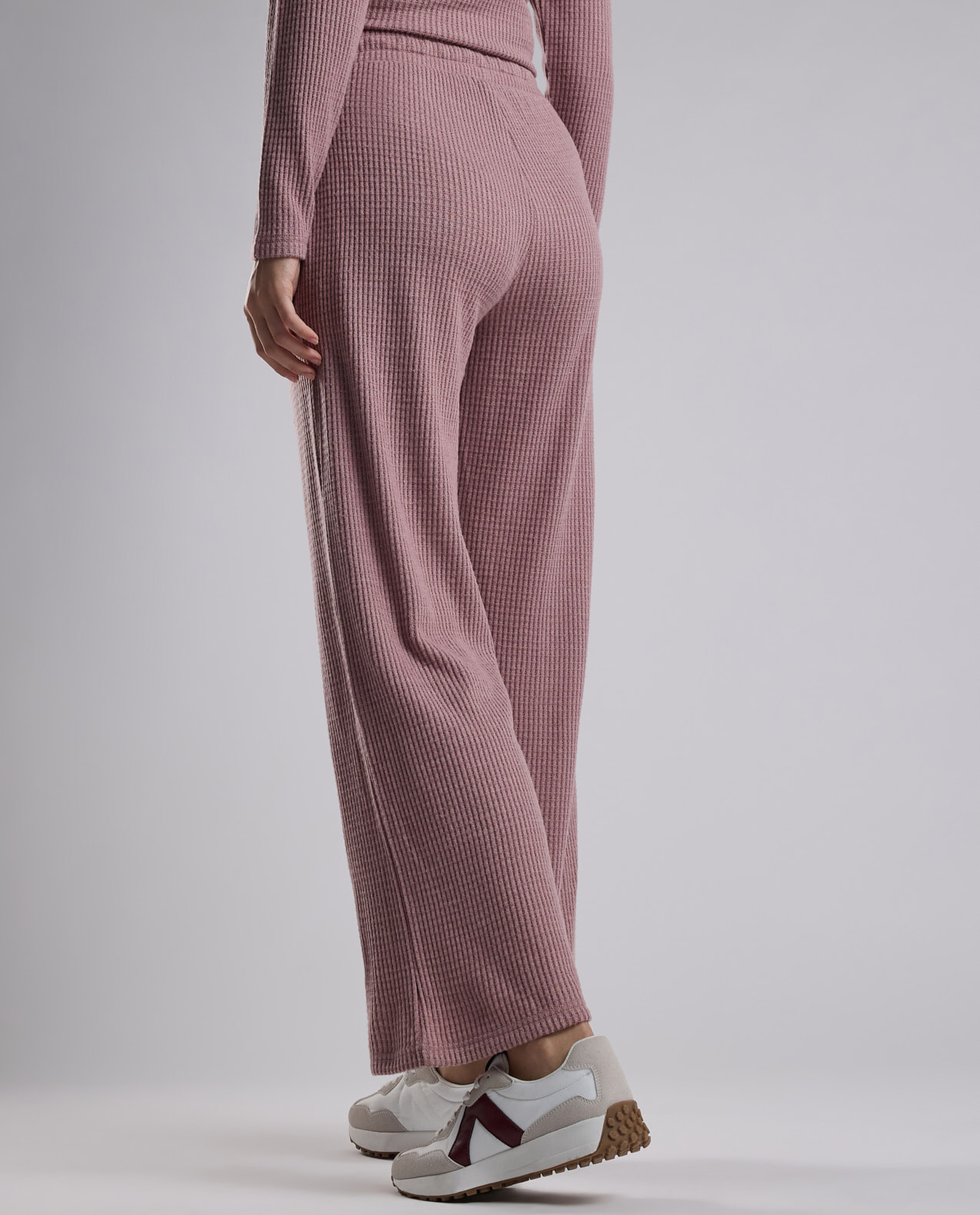 Ribbed Lounge Pants with Drawstring Waist