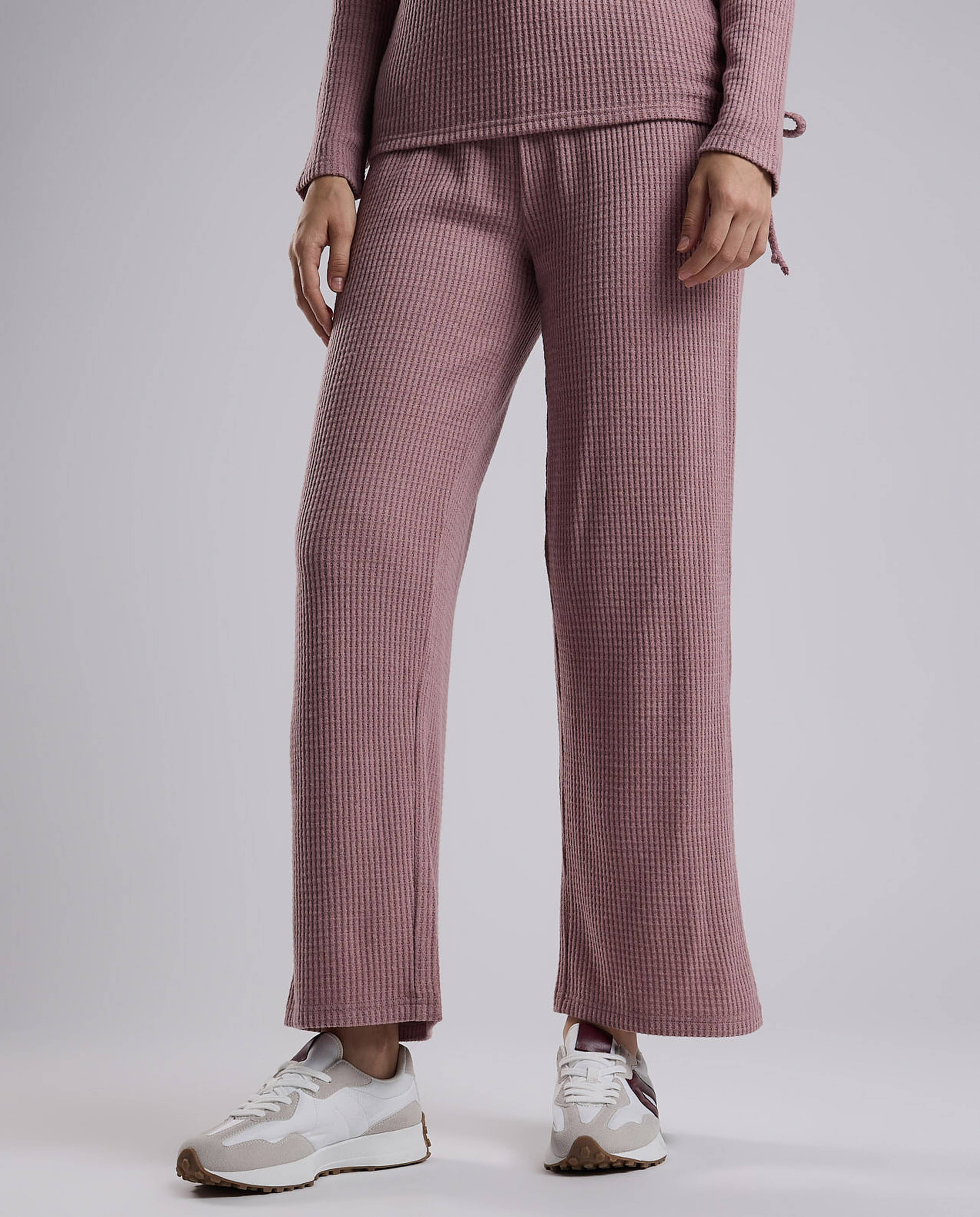 Ribbed Lounge Pants with Drawstring Waist