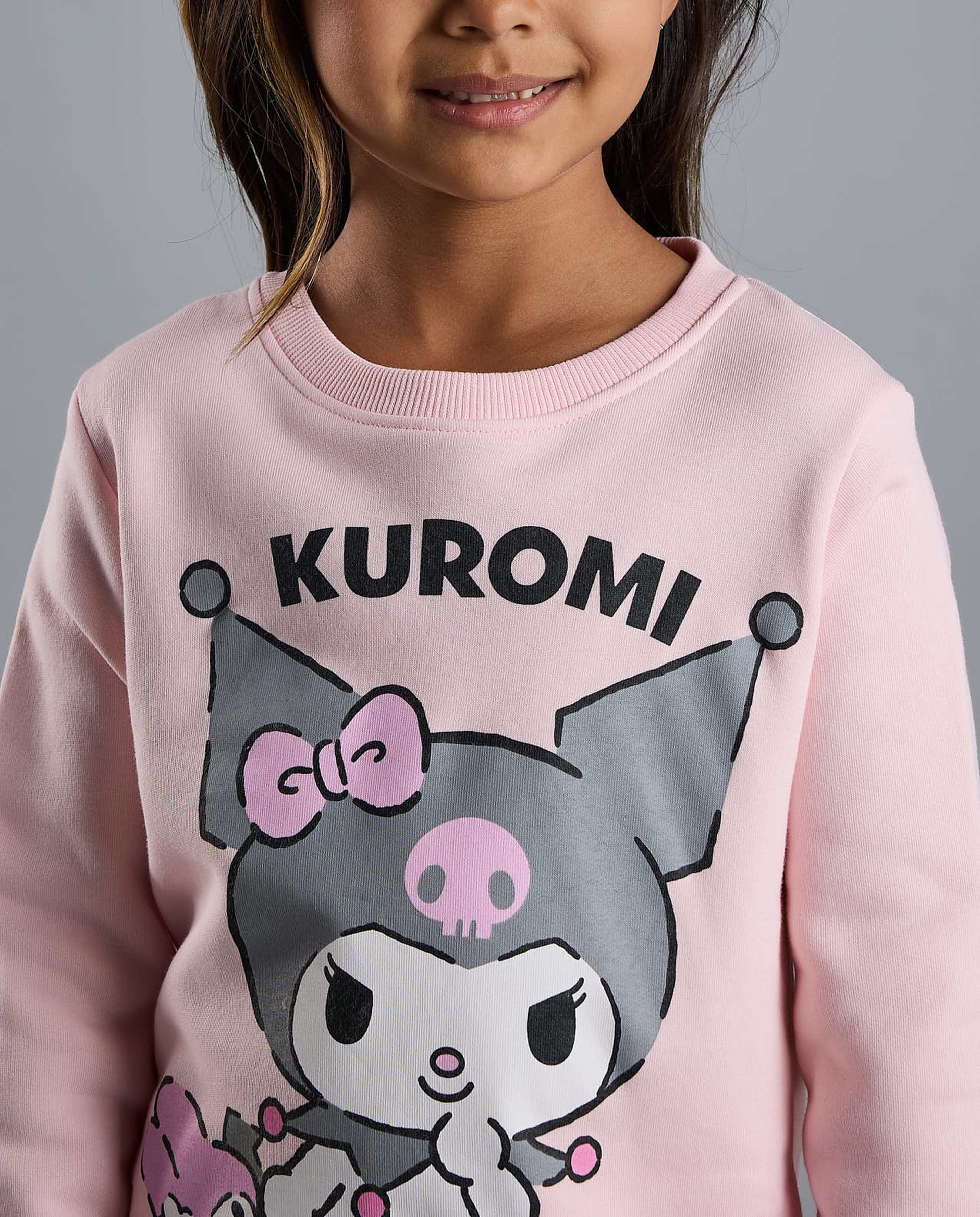 Kuromi Print Sweatshirt with Crew Neck and Long Sleeves