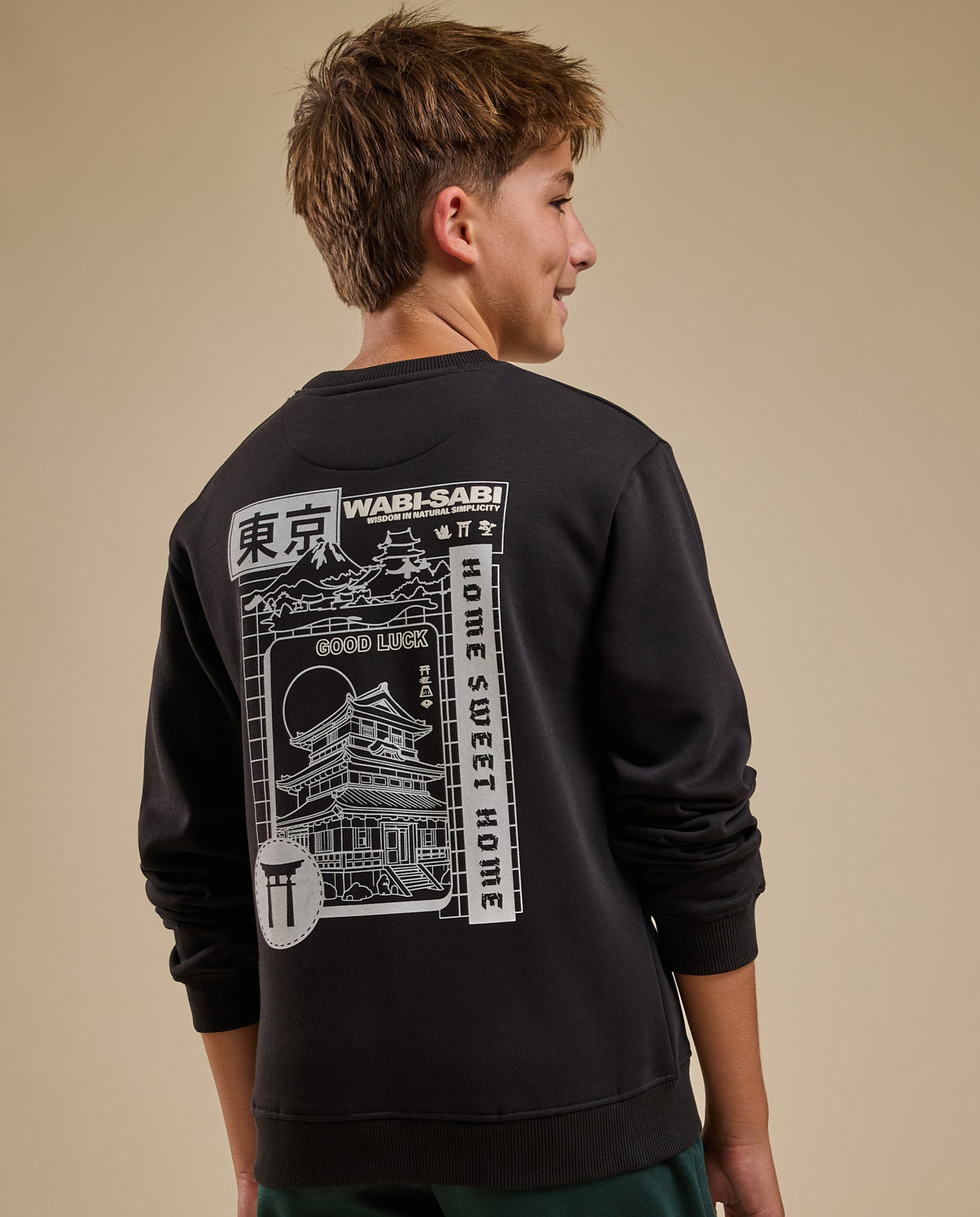 Printed Sweatshirt with Crew Neck and Long Sleeves