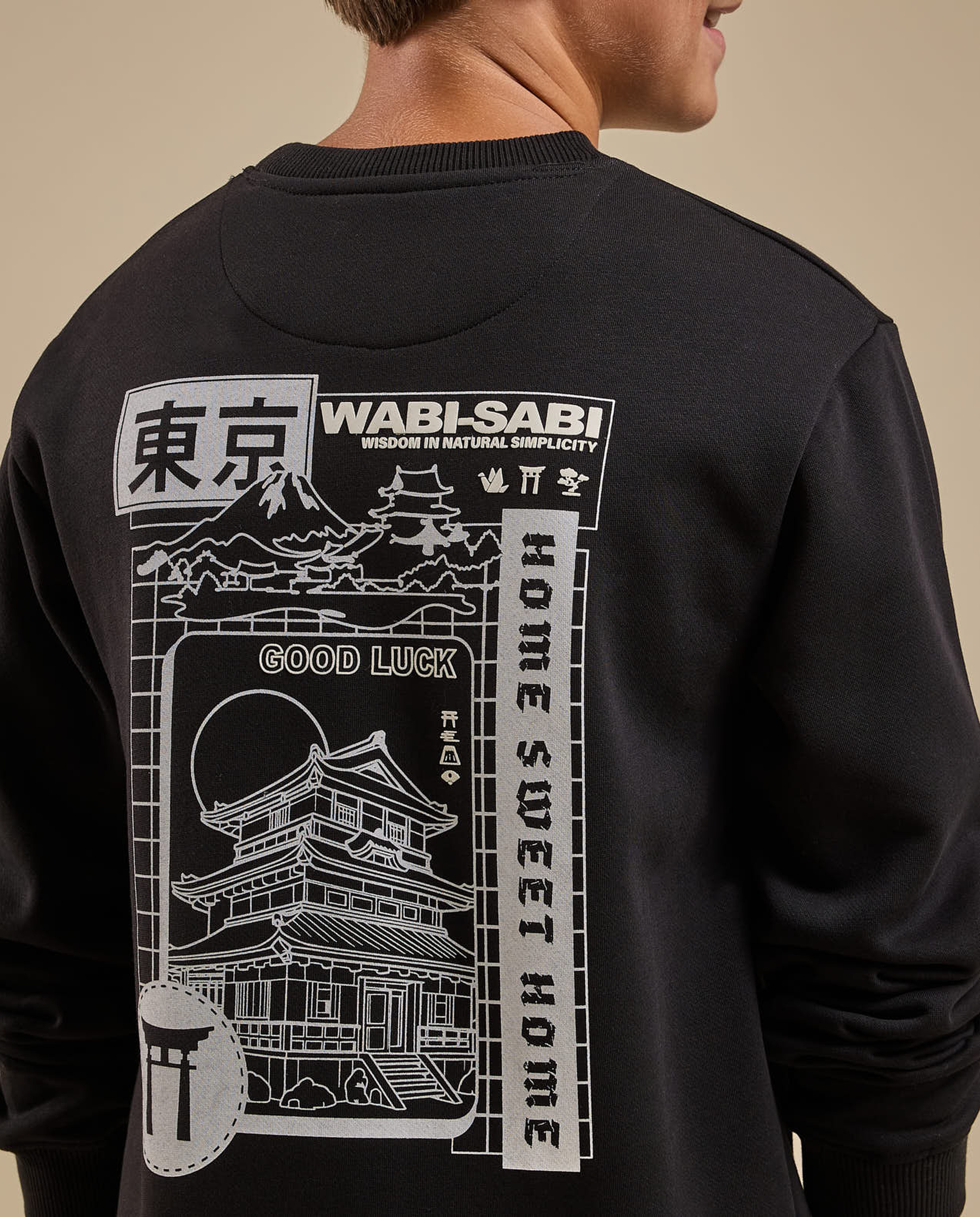 Printed Sweatshirt with Crew Neck and Long Sleeves