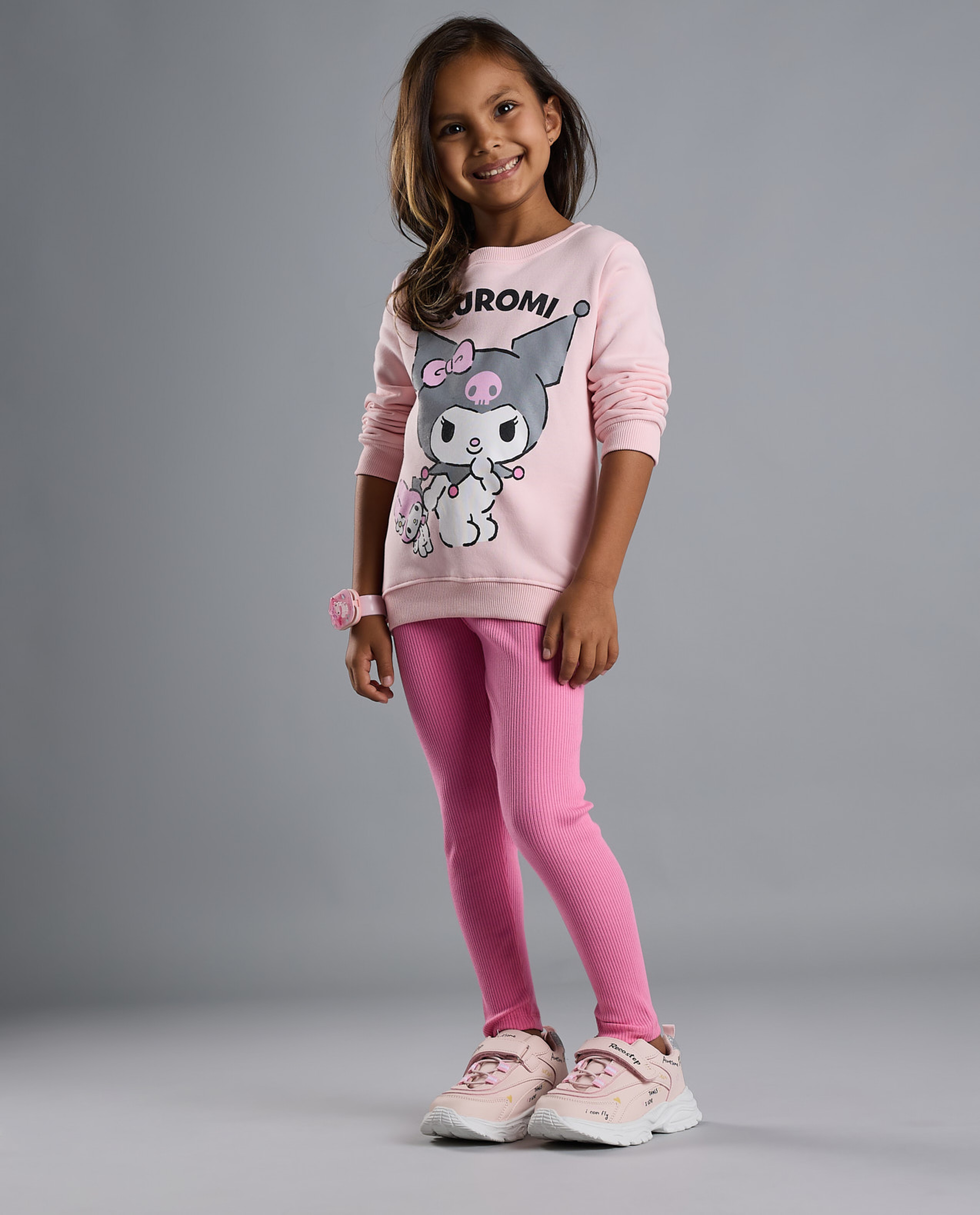 Kuromi Print Sweatshirt with Crew Neck and Long Sleeves