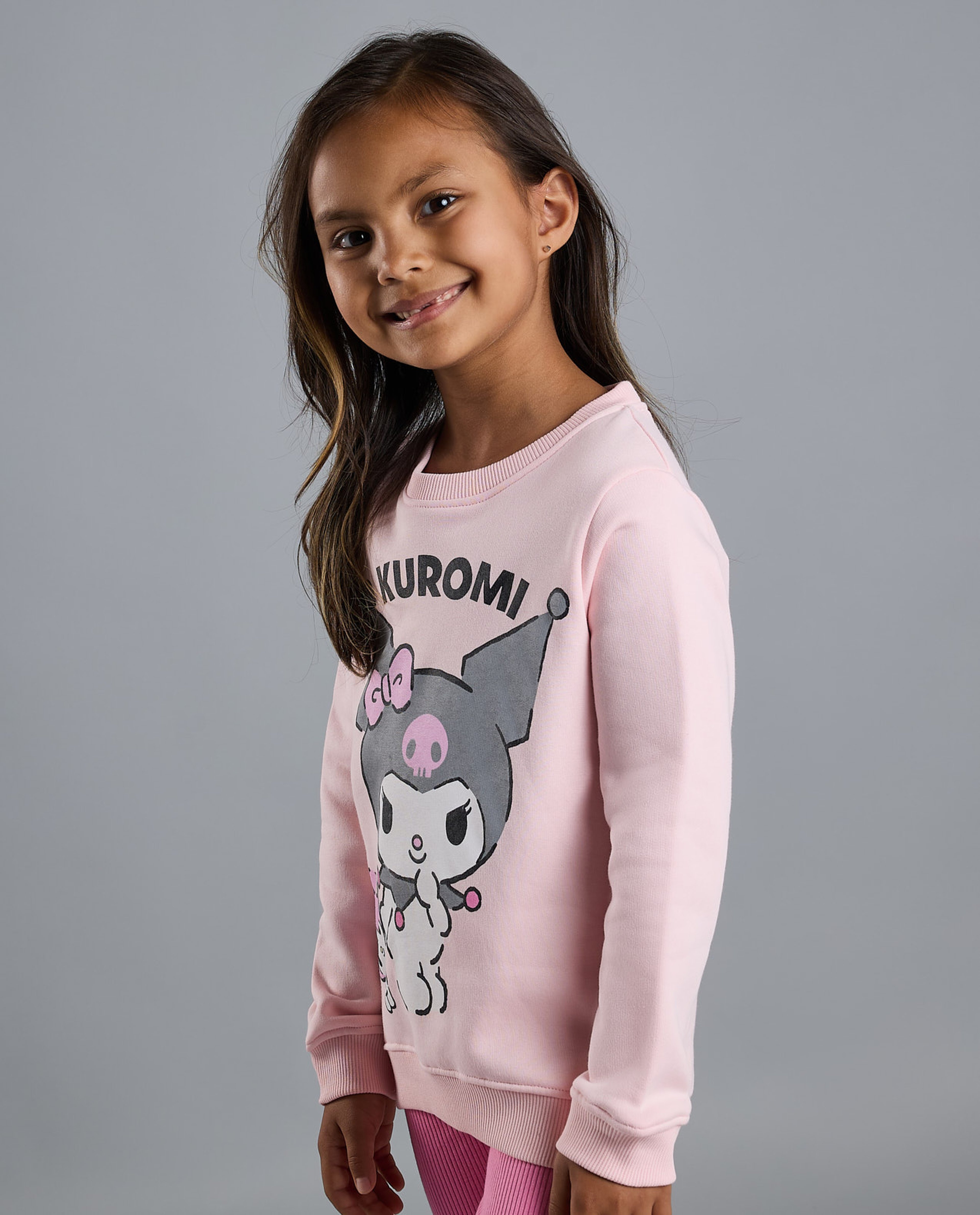 Kuromi Print Sweatshirt with Crew Neck and Long Sleeves
