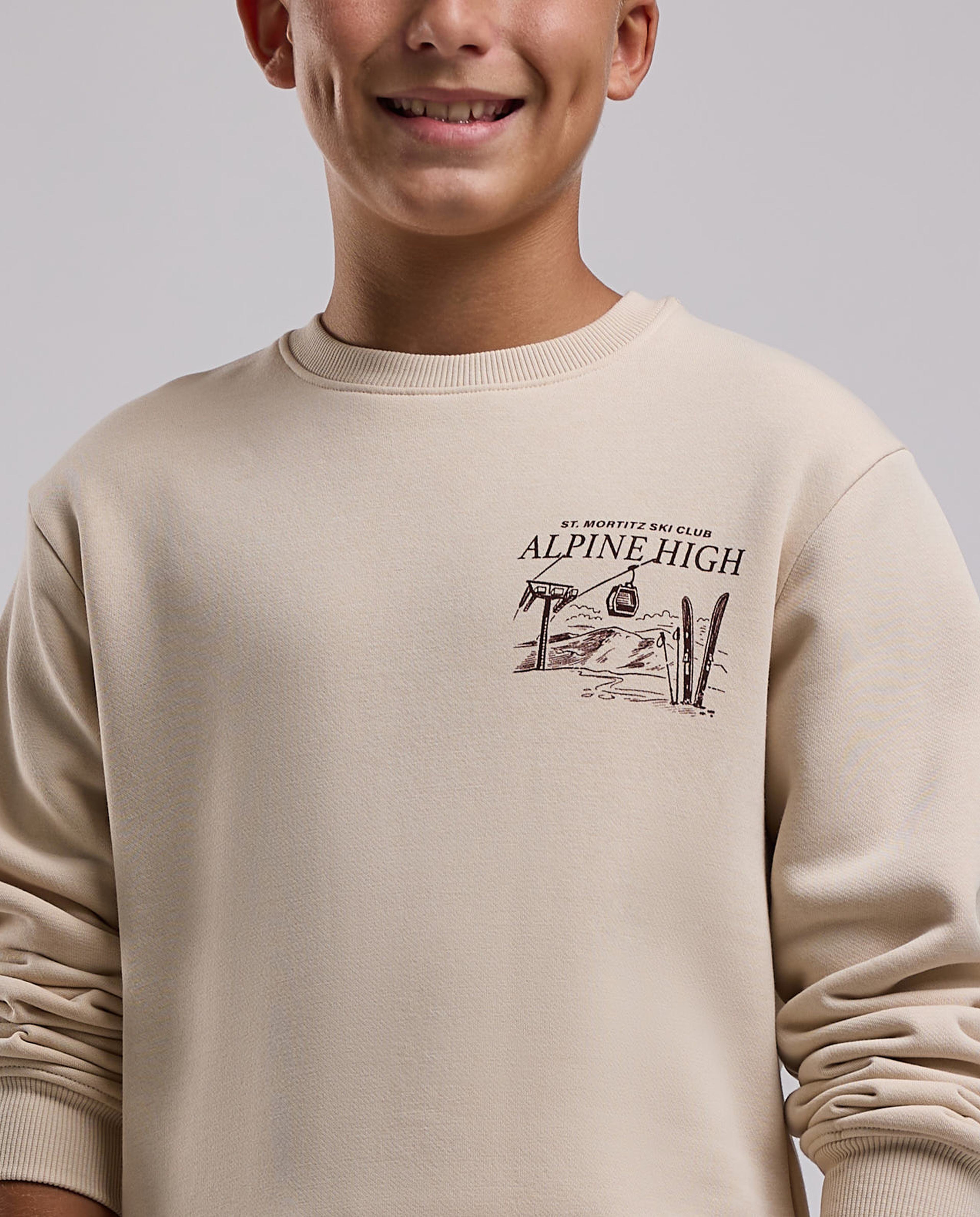 Printed Sweatshirt with Crew Neck and Long Sleeves