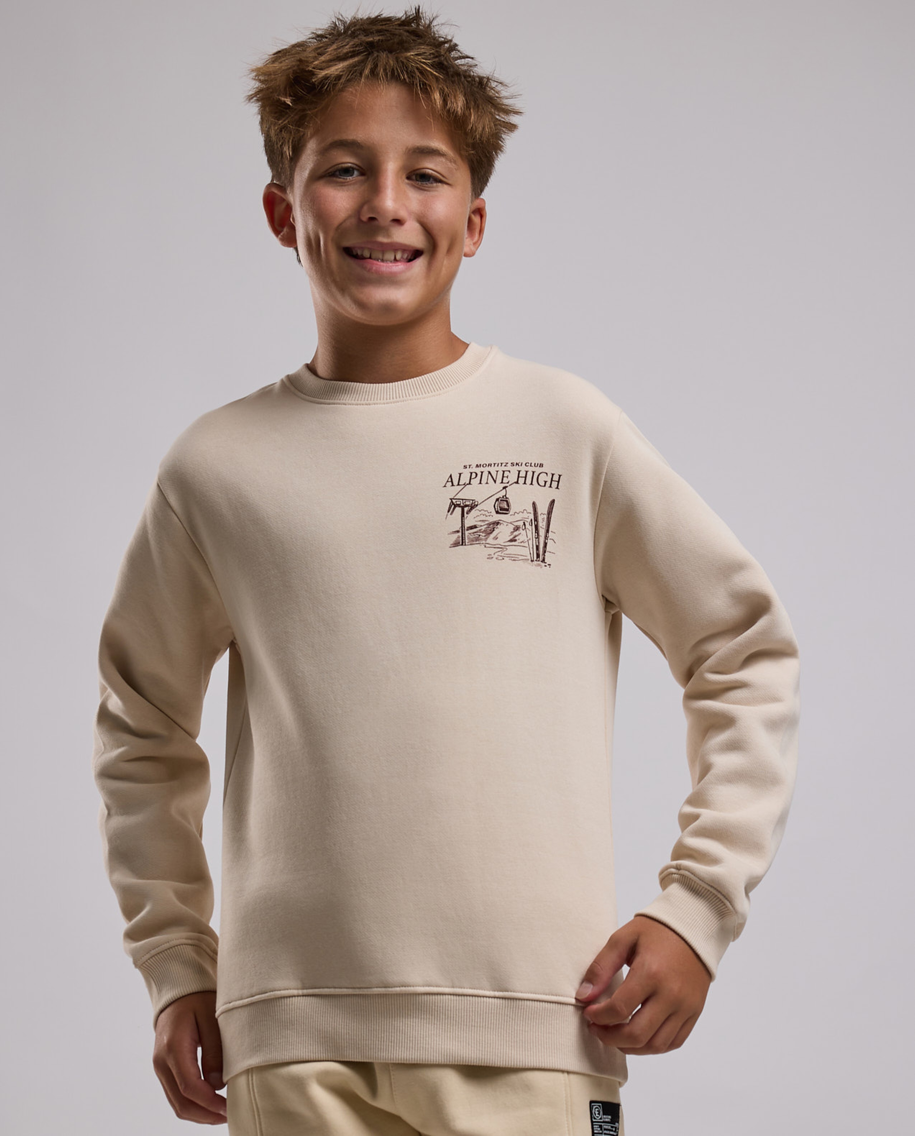 Printed Sweatshirt with Crew Neck and Long Sleeves