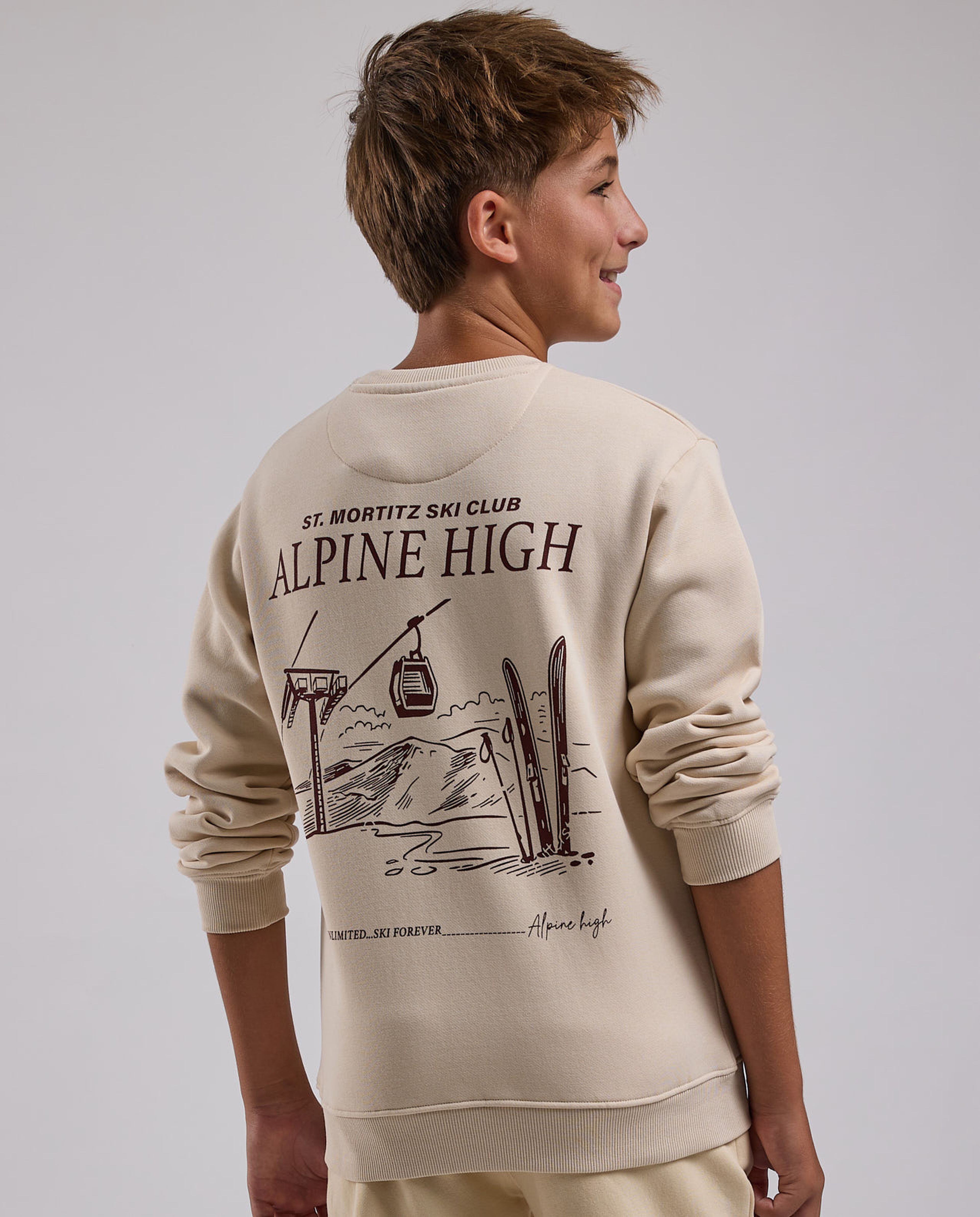 Printed Sweatshirt with Crew Neck and Long Sleeves