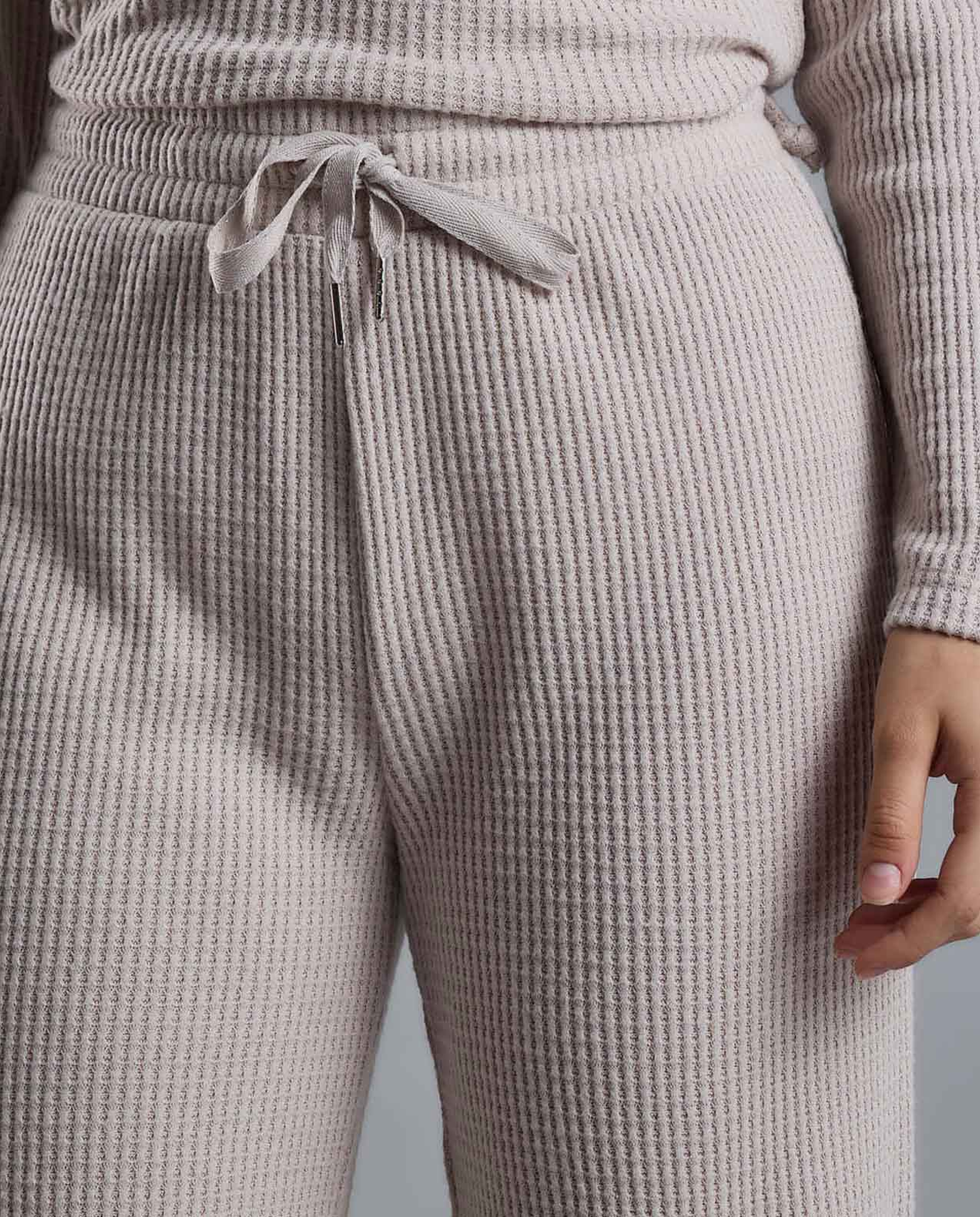 Textured Knit Pants with Drawstring Waist