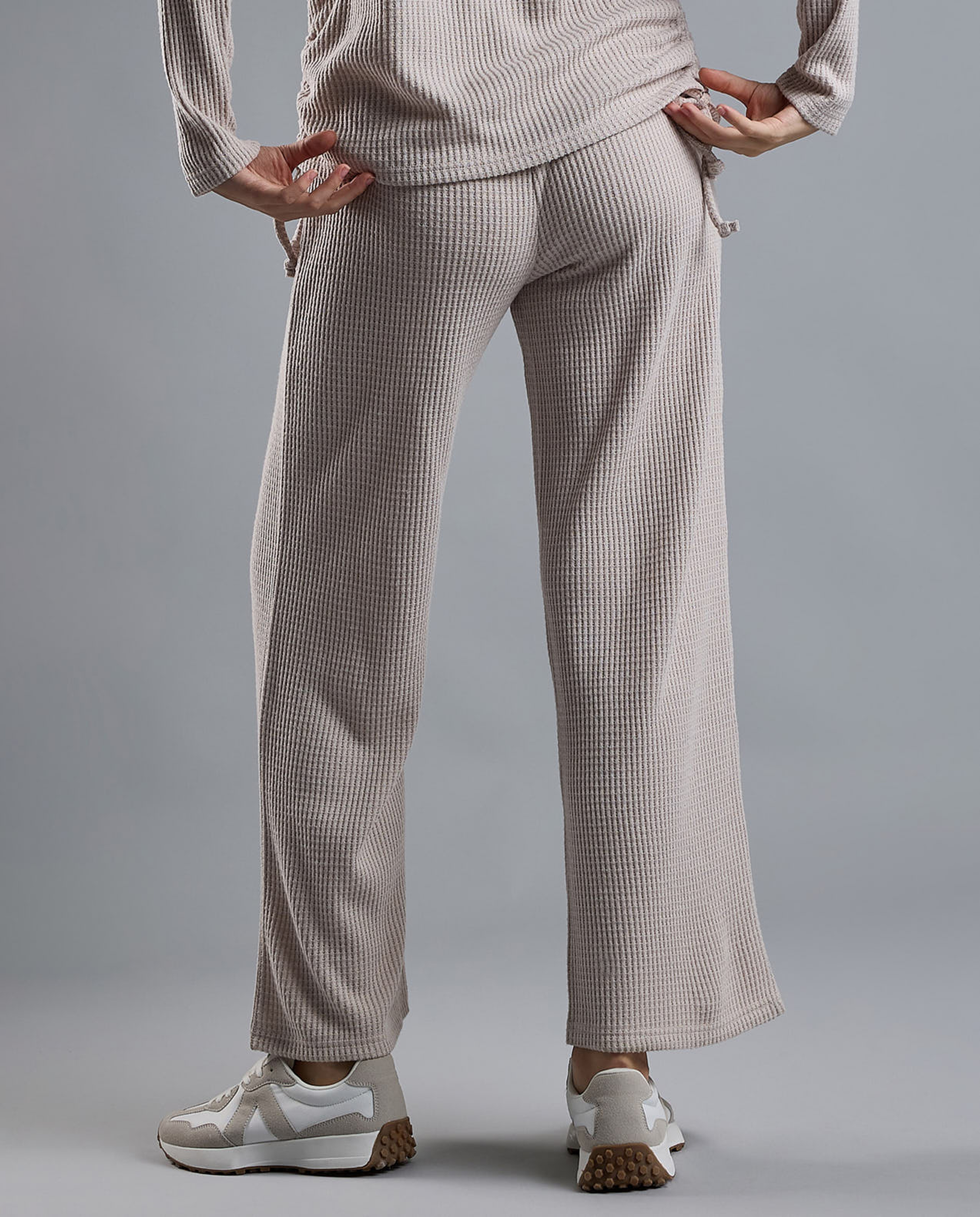 Textured Knit Pants with Drawstring Waist