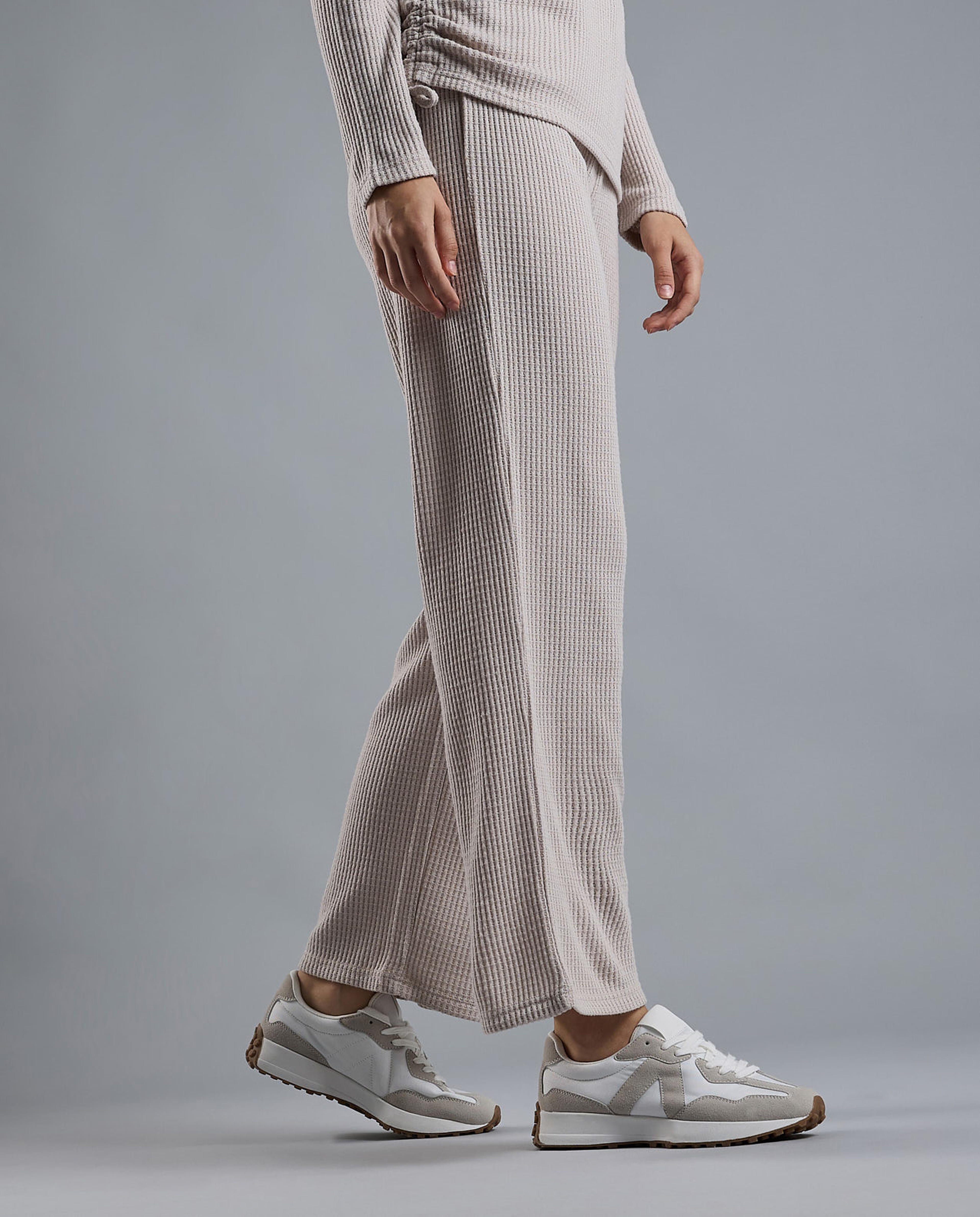 Textured Knit Pants with Drawstring Waist