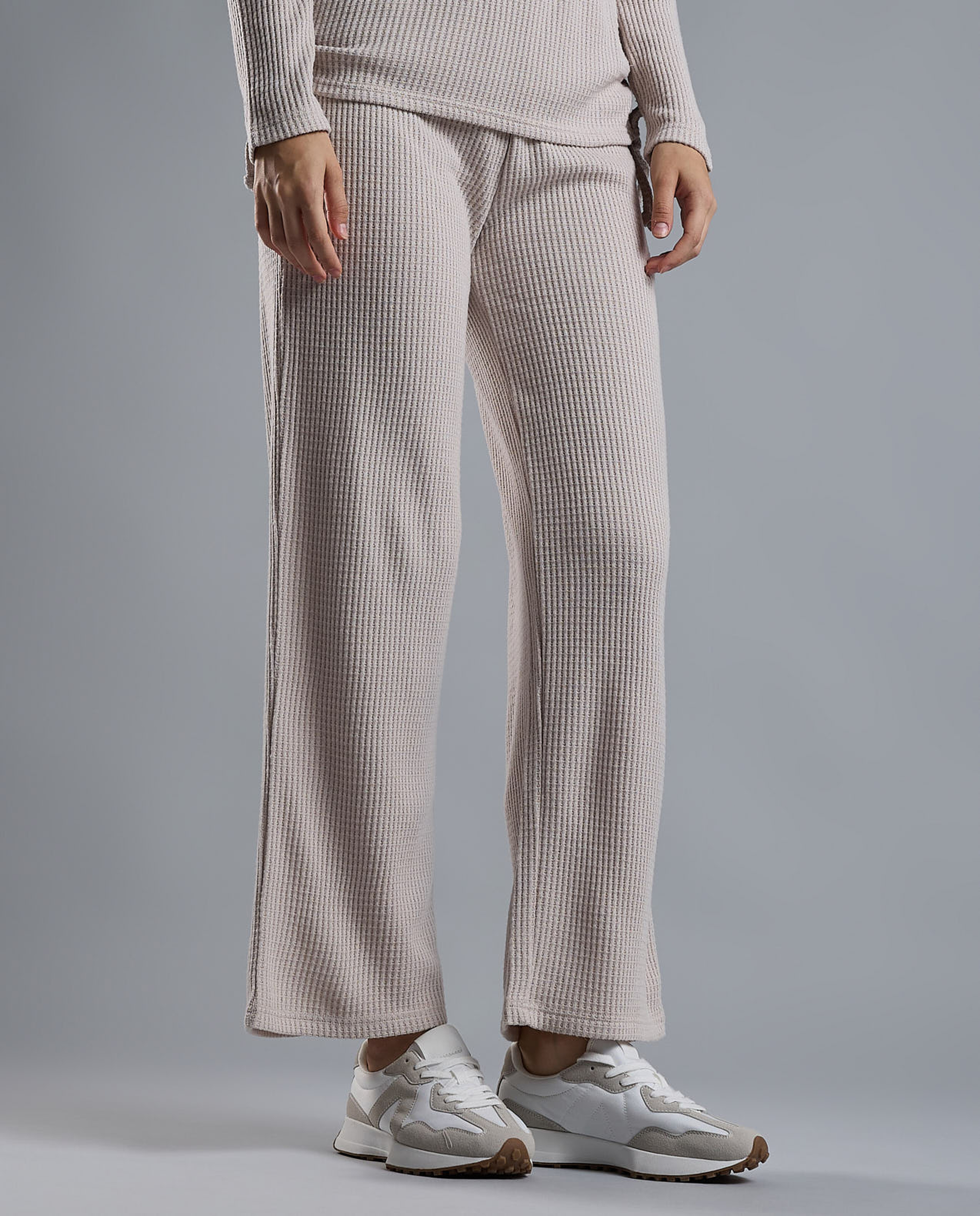 Textured Knit Pants with Drawstring Waist