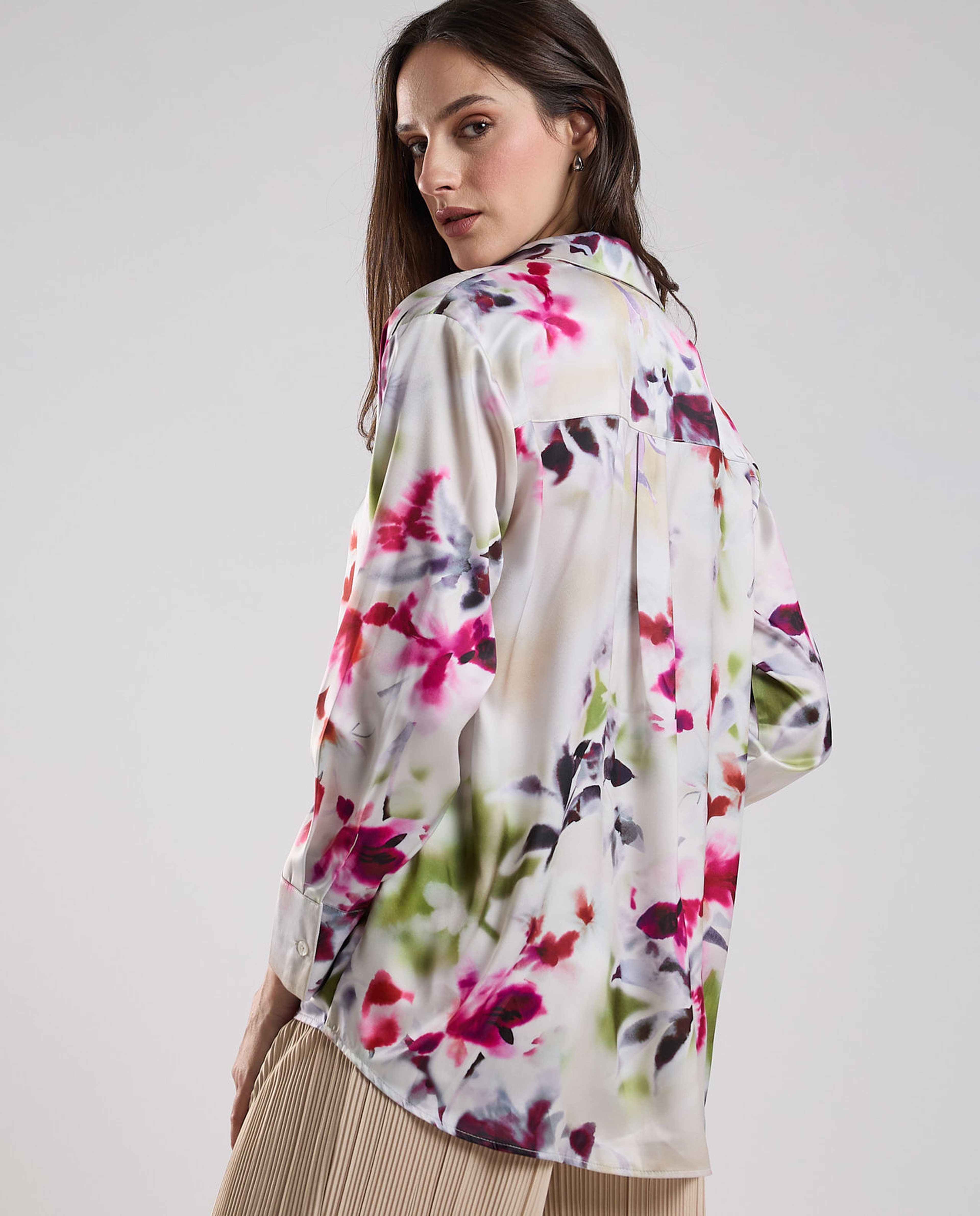 Printed Shirt with Classic Collar and Long Sleeves