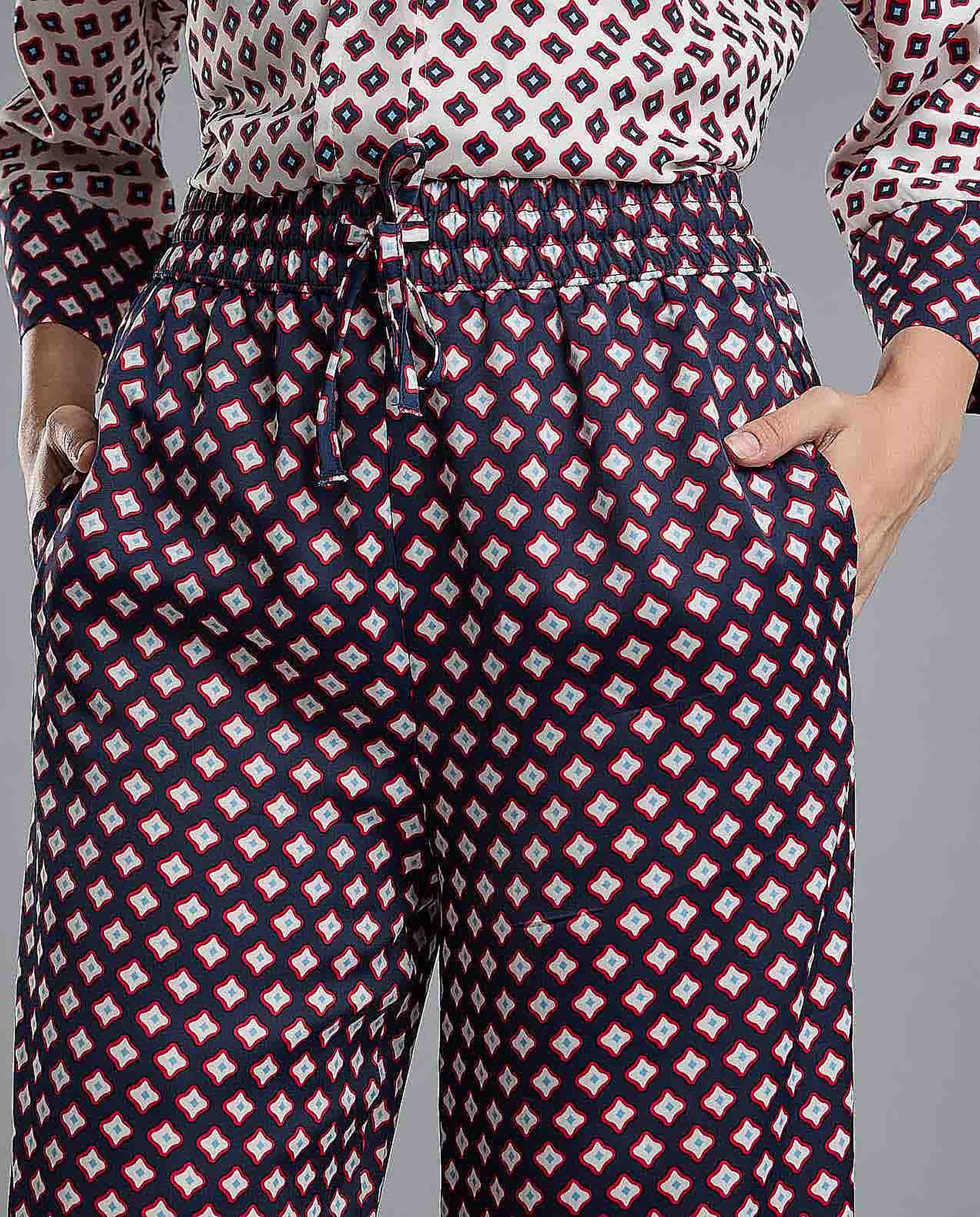 Printed Wide Leg Pants with Drawstring Waist