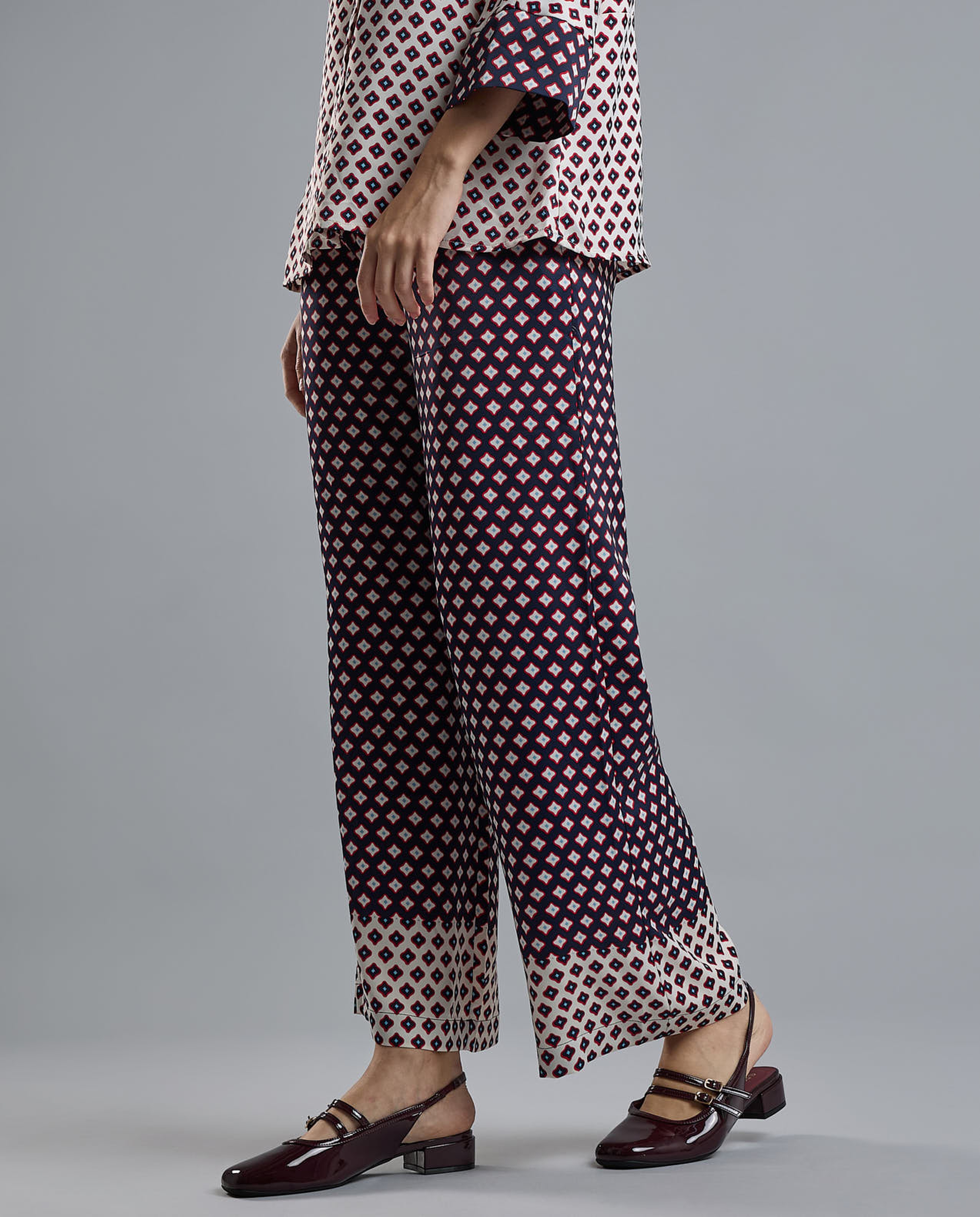 Printed Wide Leg Pants with Drawstring Waist