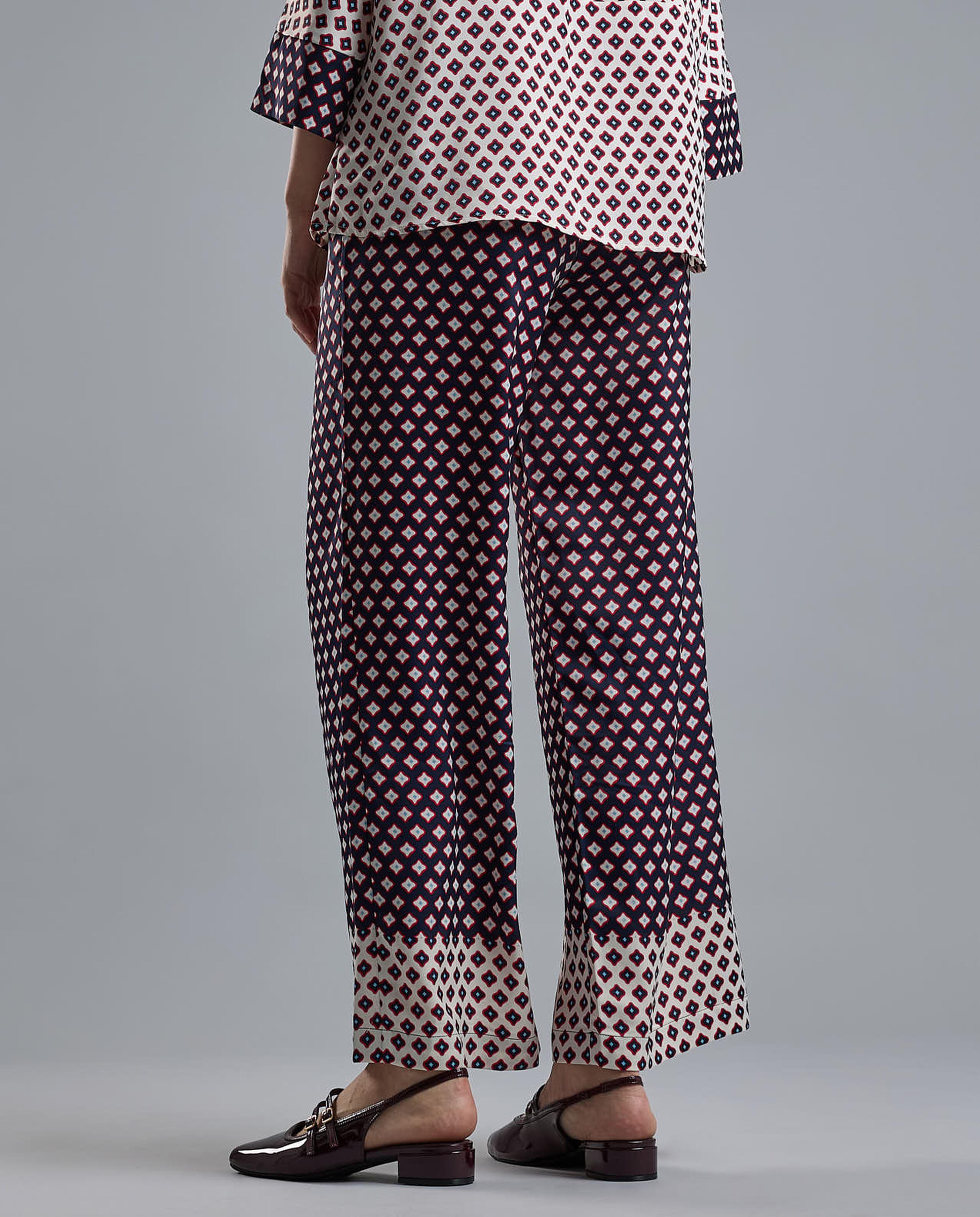 Printed Wide Leg Pants with Drawstring Waist
