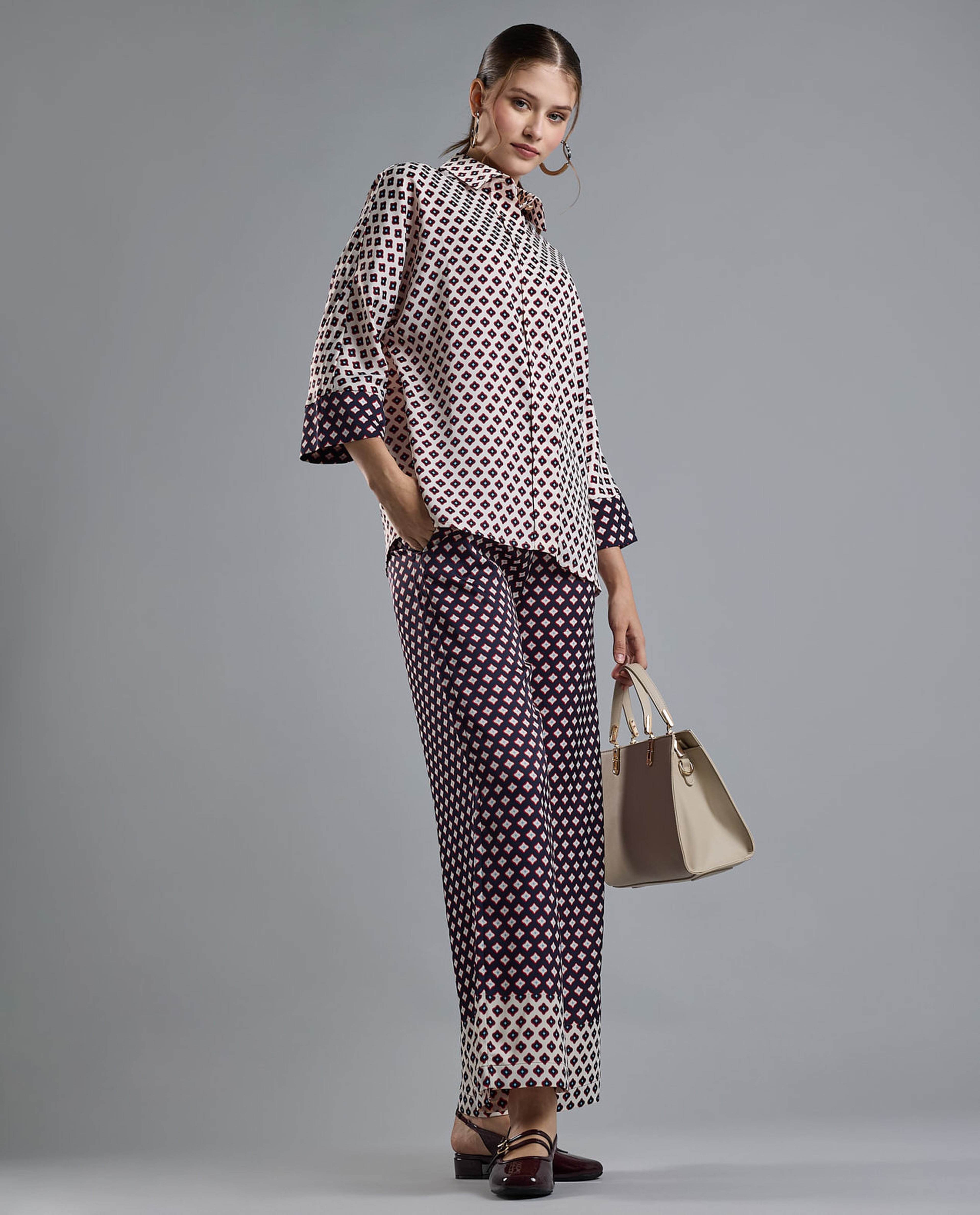 Printed Wide Leg Pants with Drawstring Waist