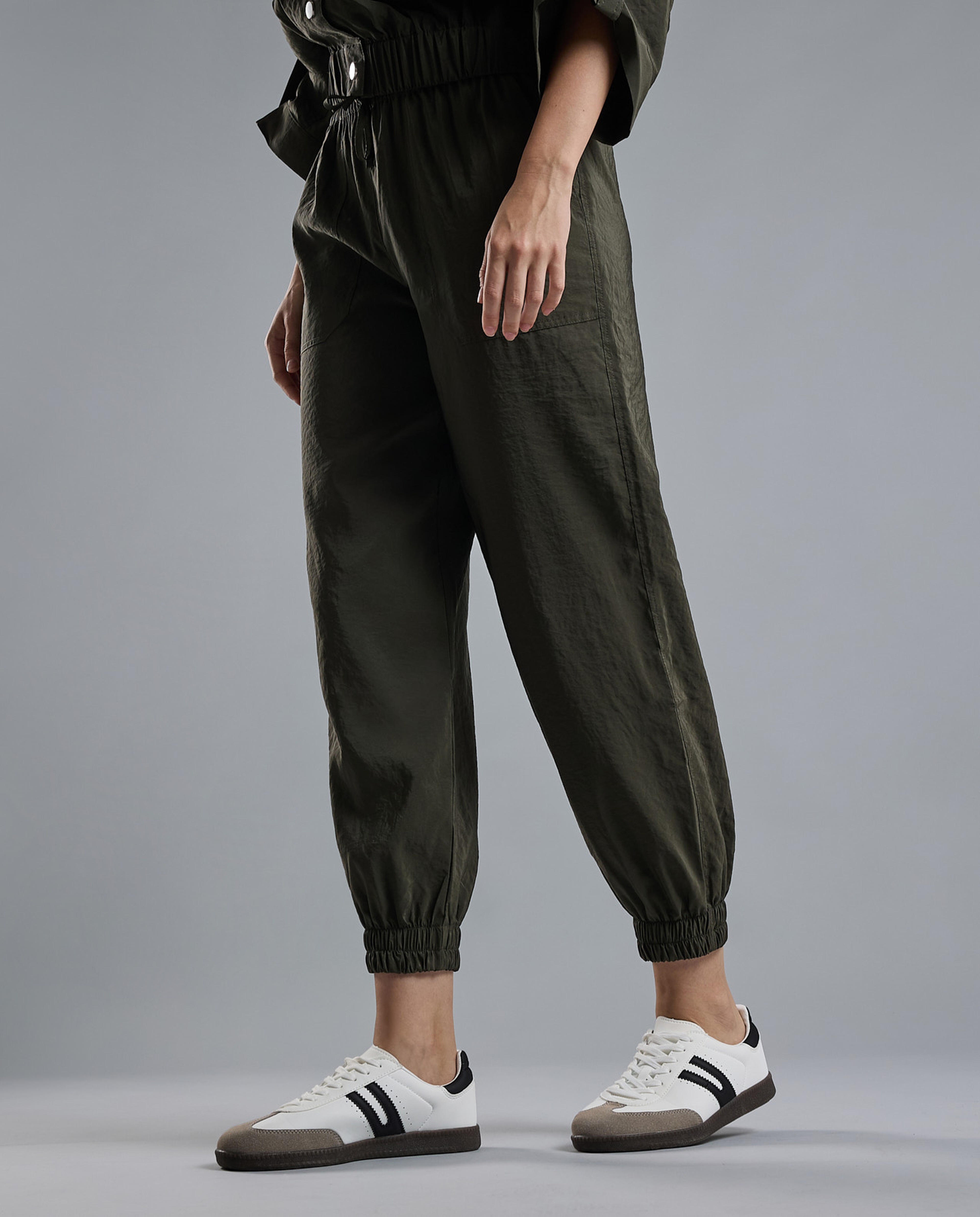 Solid Jogger Pants with Drawstring Waist