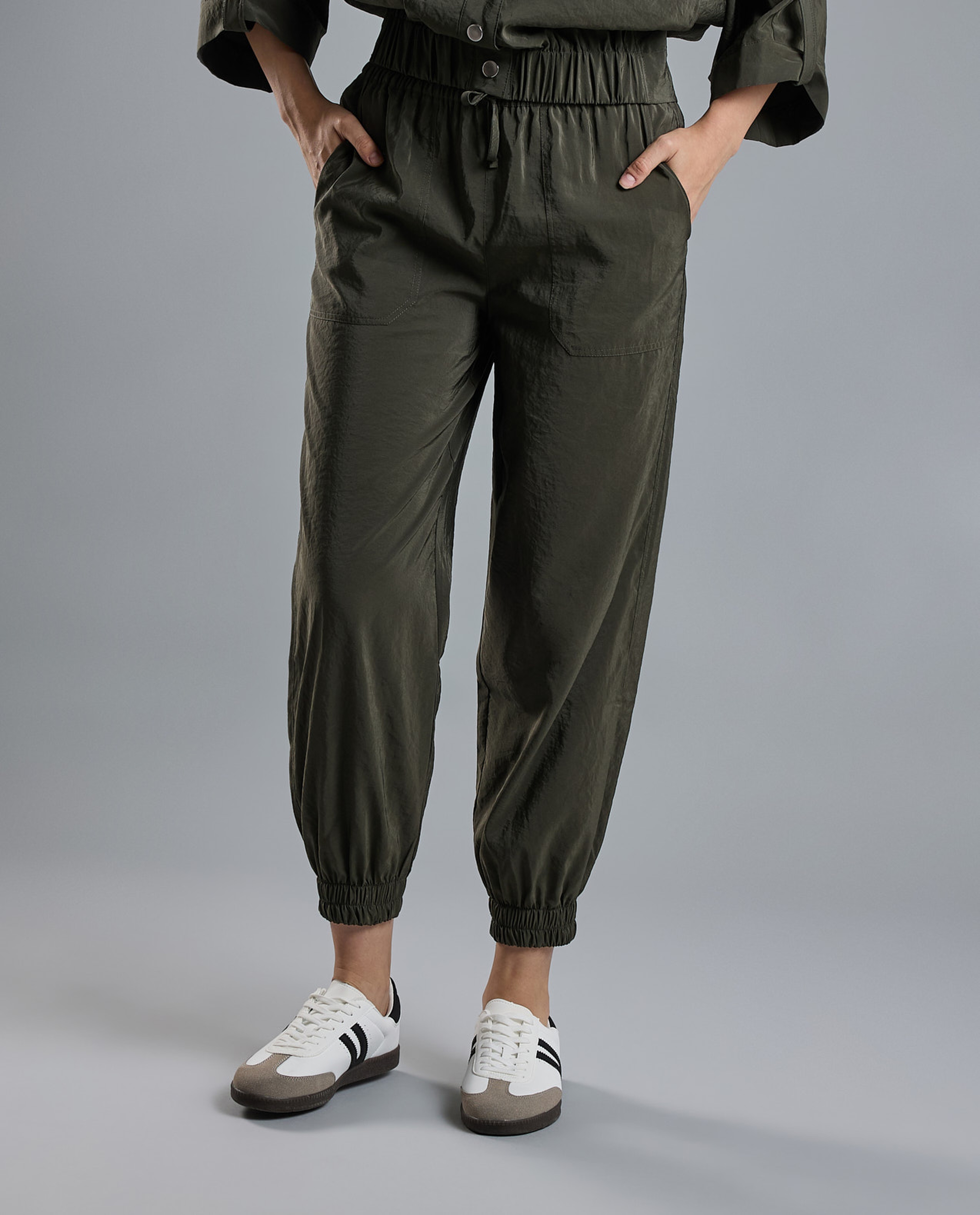 Solid Jogger Pants with Drawstring Waist