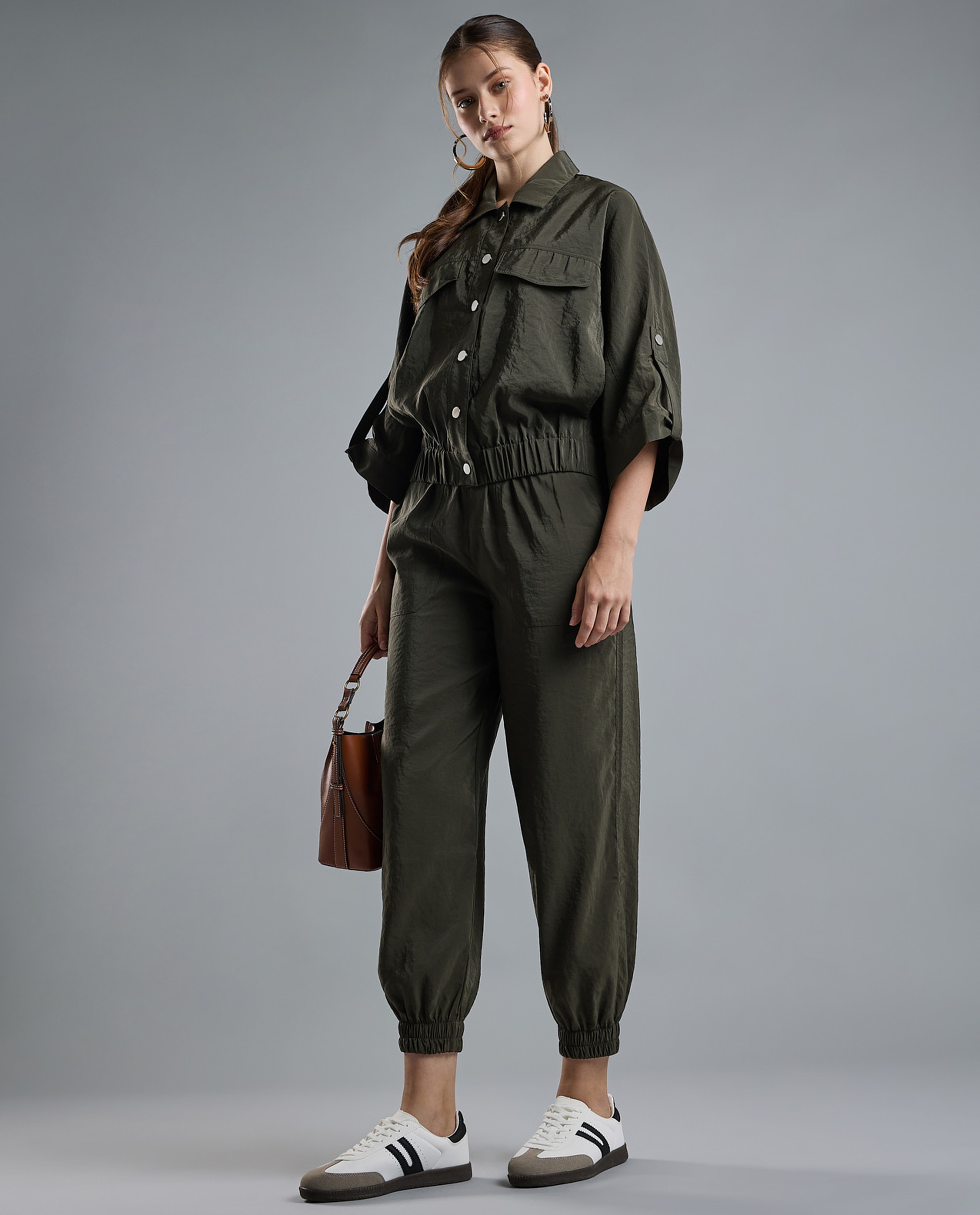 Solid Jogger Pants with Drawstring Waist