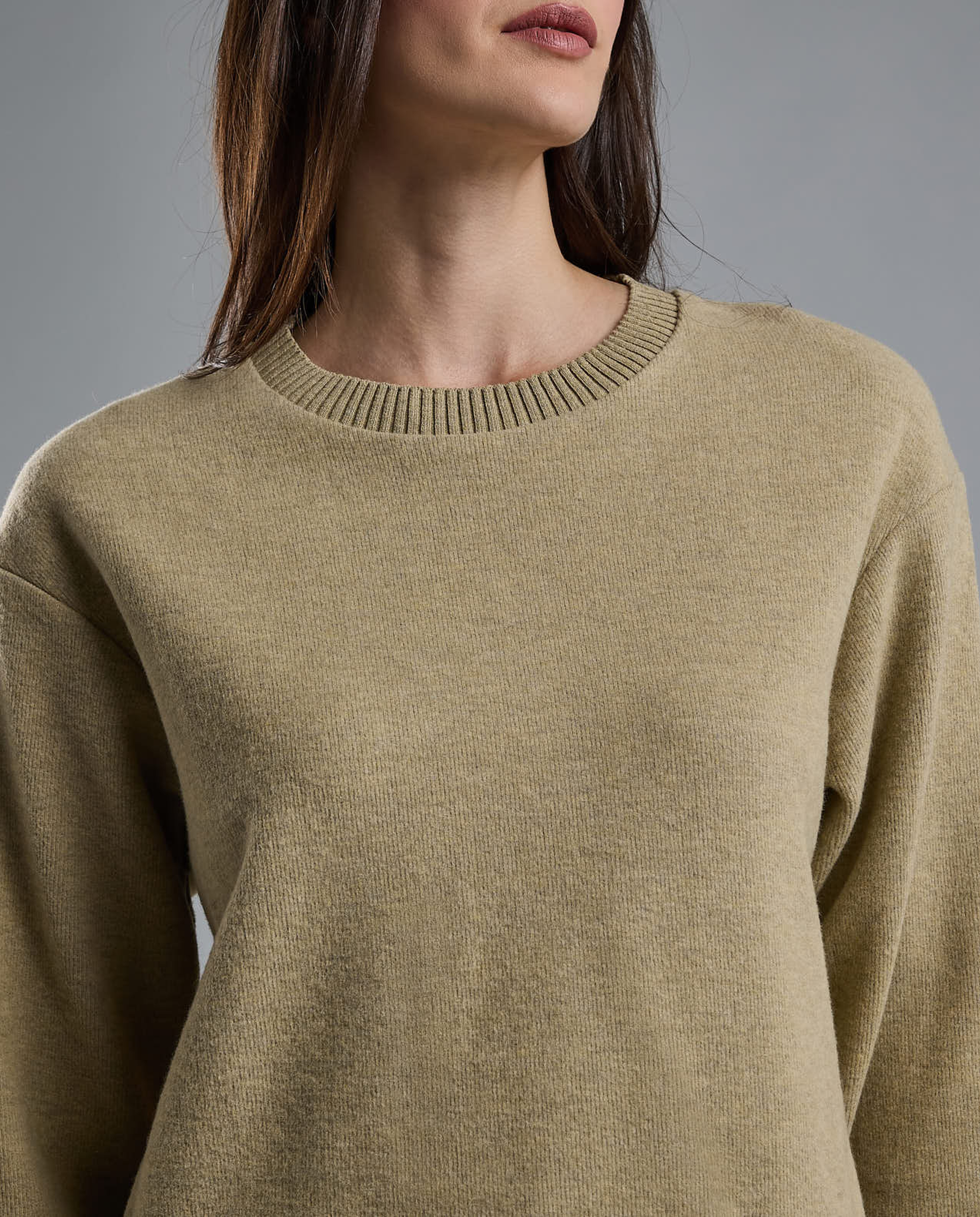 Textured Sweatshirt with Crew Neck and Long Sleeves