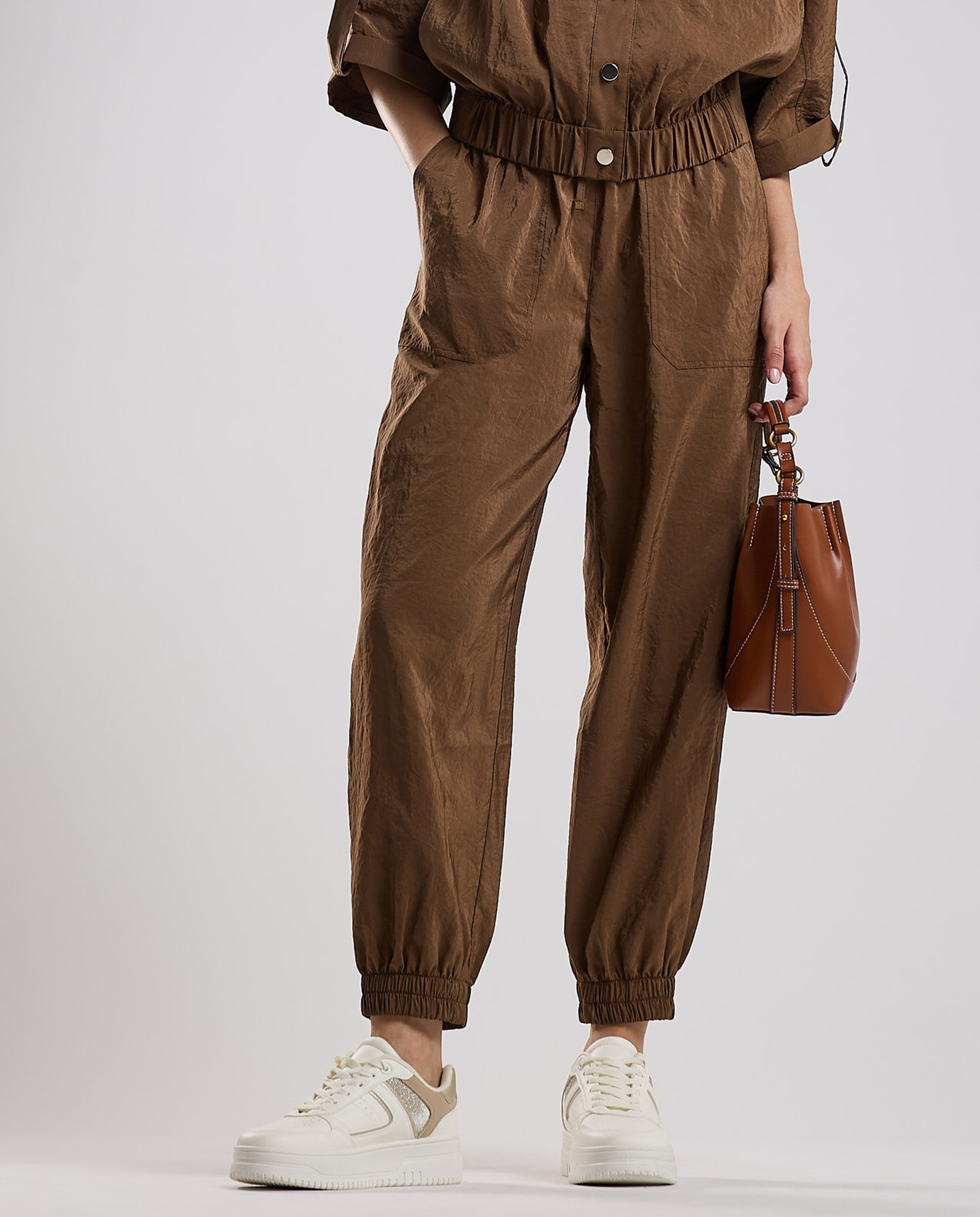 Solid Jogger Pants with Drawstring Waist