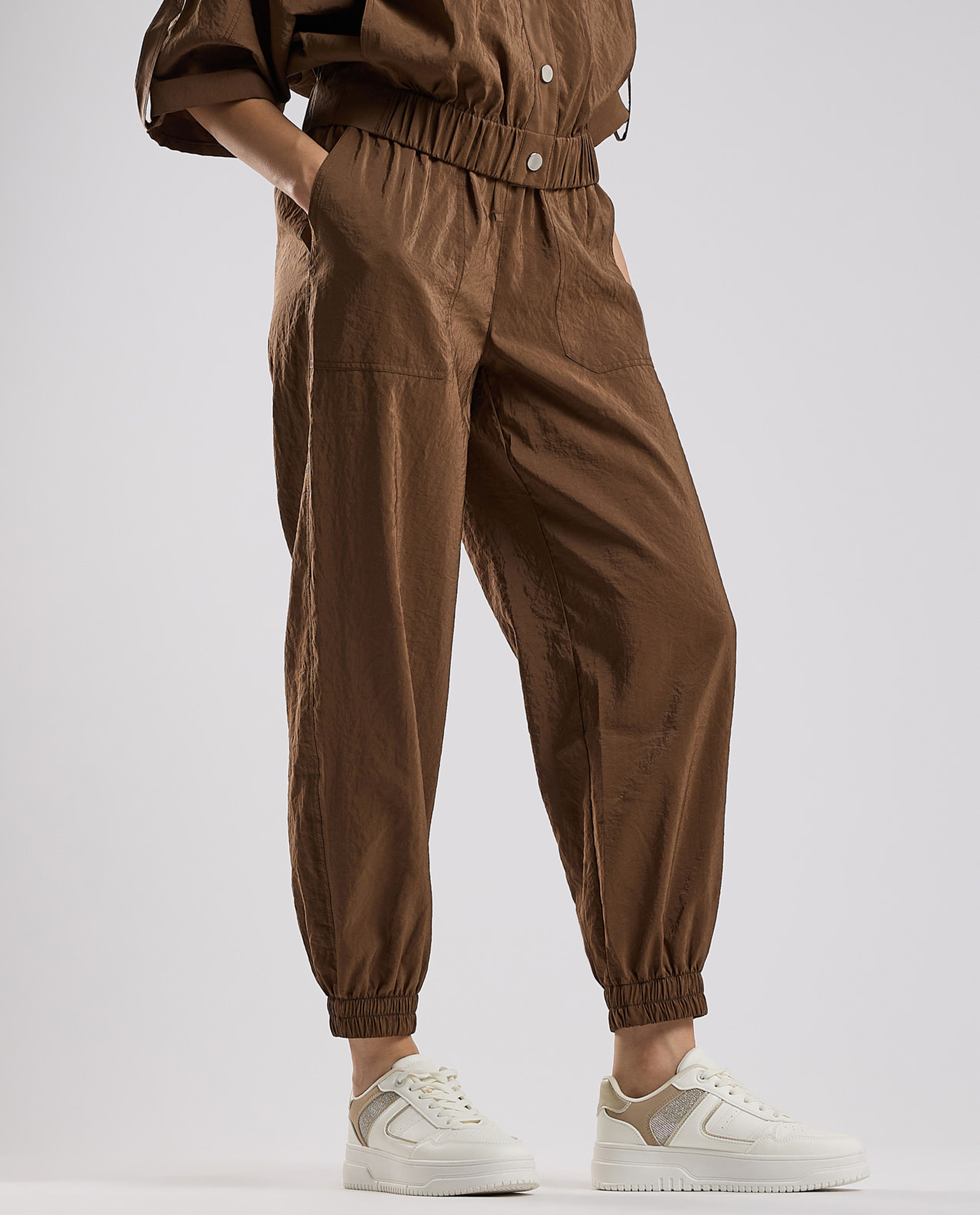 Solid Jogger Pants with Drawstring Waist