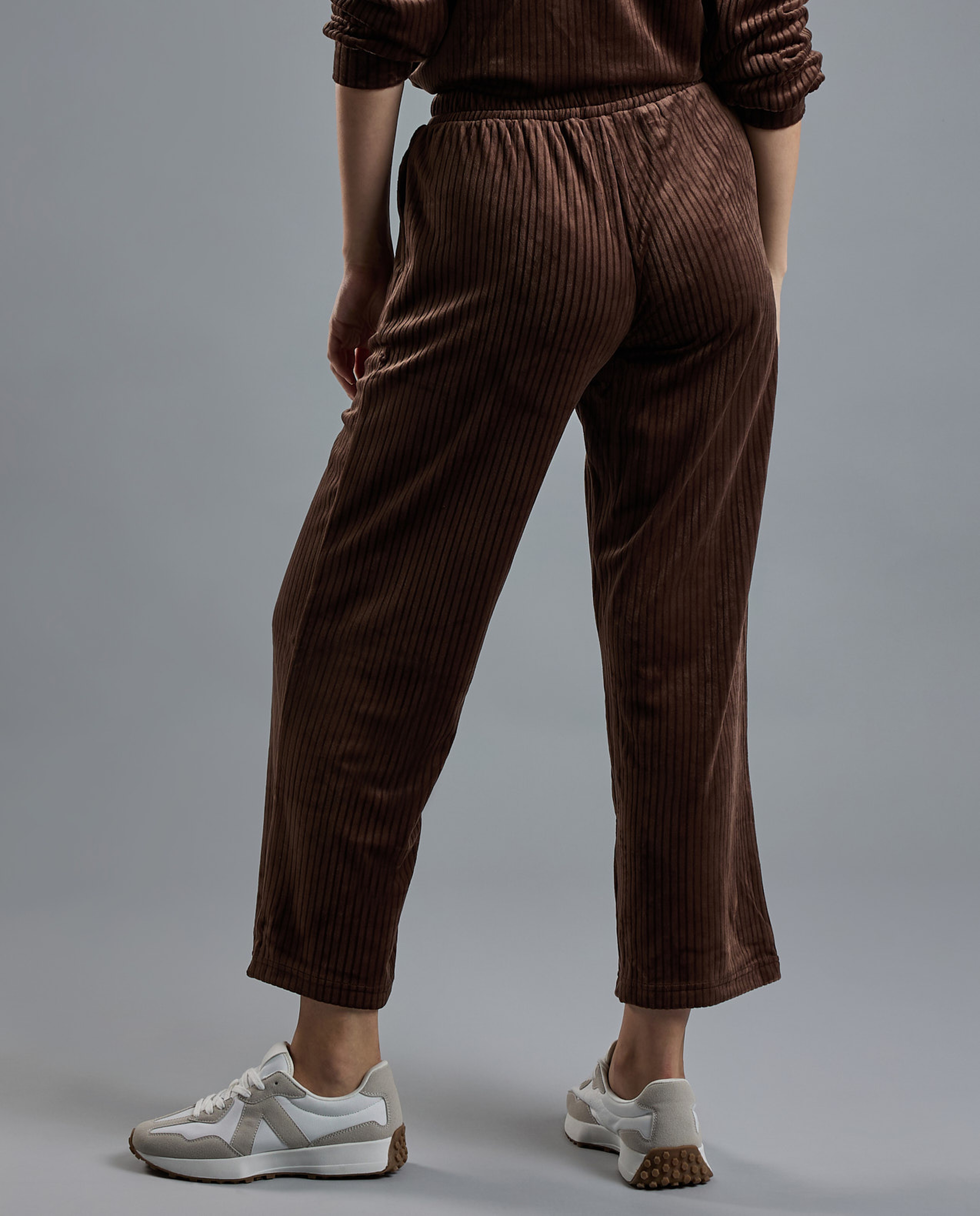 Ribbed Lounge Pants with Drawstring Waist