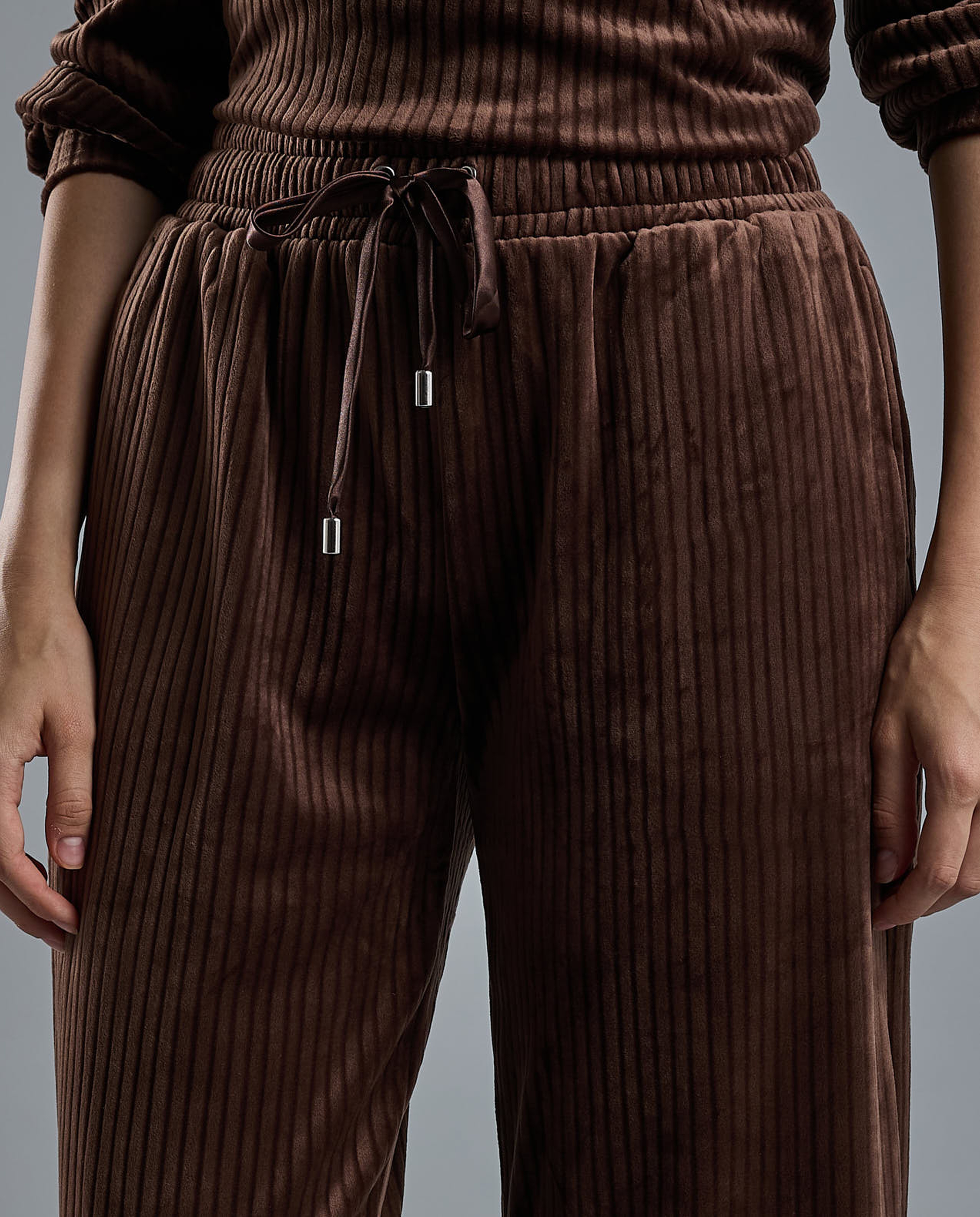 Ribbed Lounge Pants with Drawstring Waist