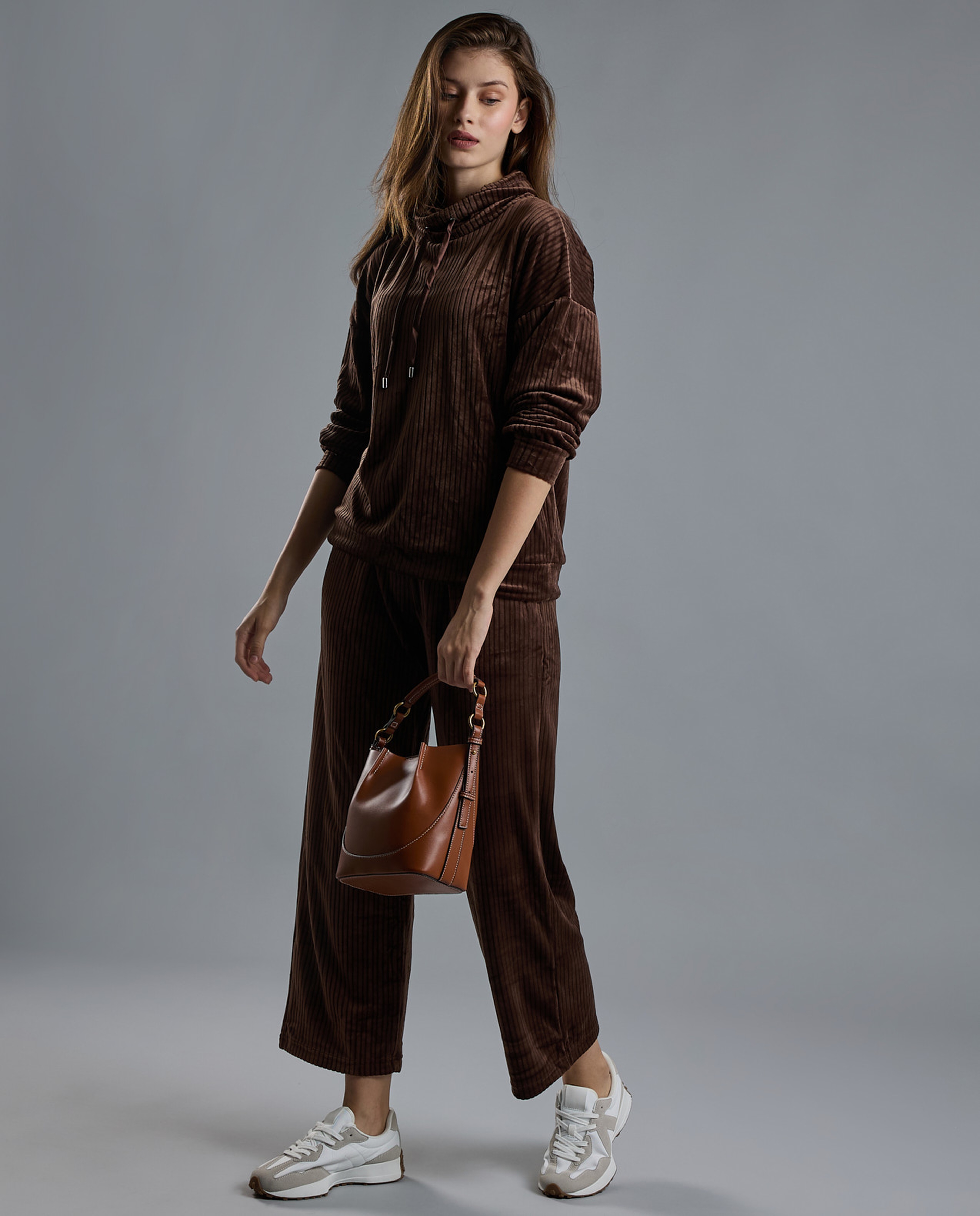 Ribbed Lounge Pants with Drawstring Waist