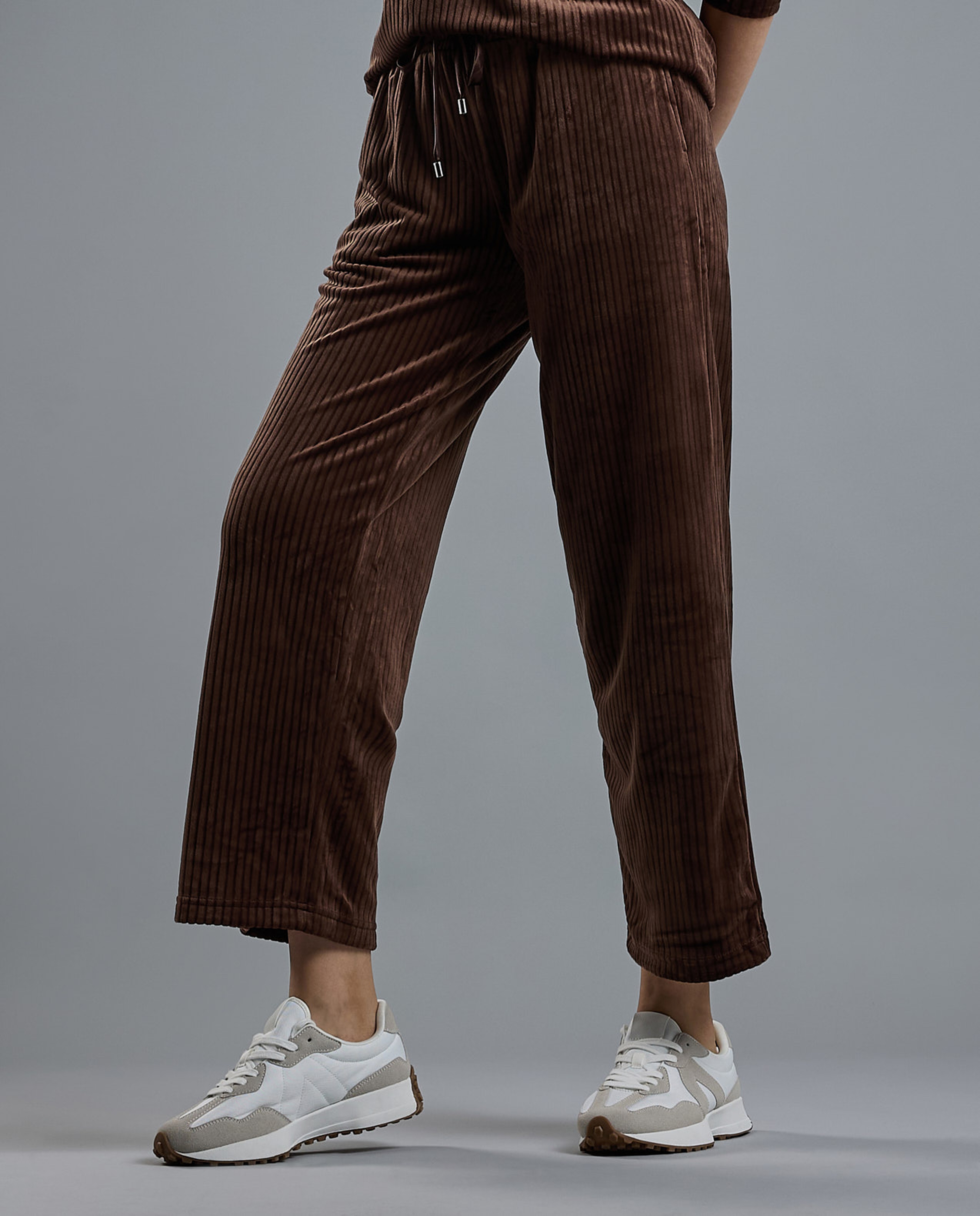 Ribbed Lounge Pants with Drawstring Waist