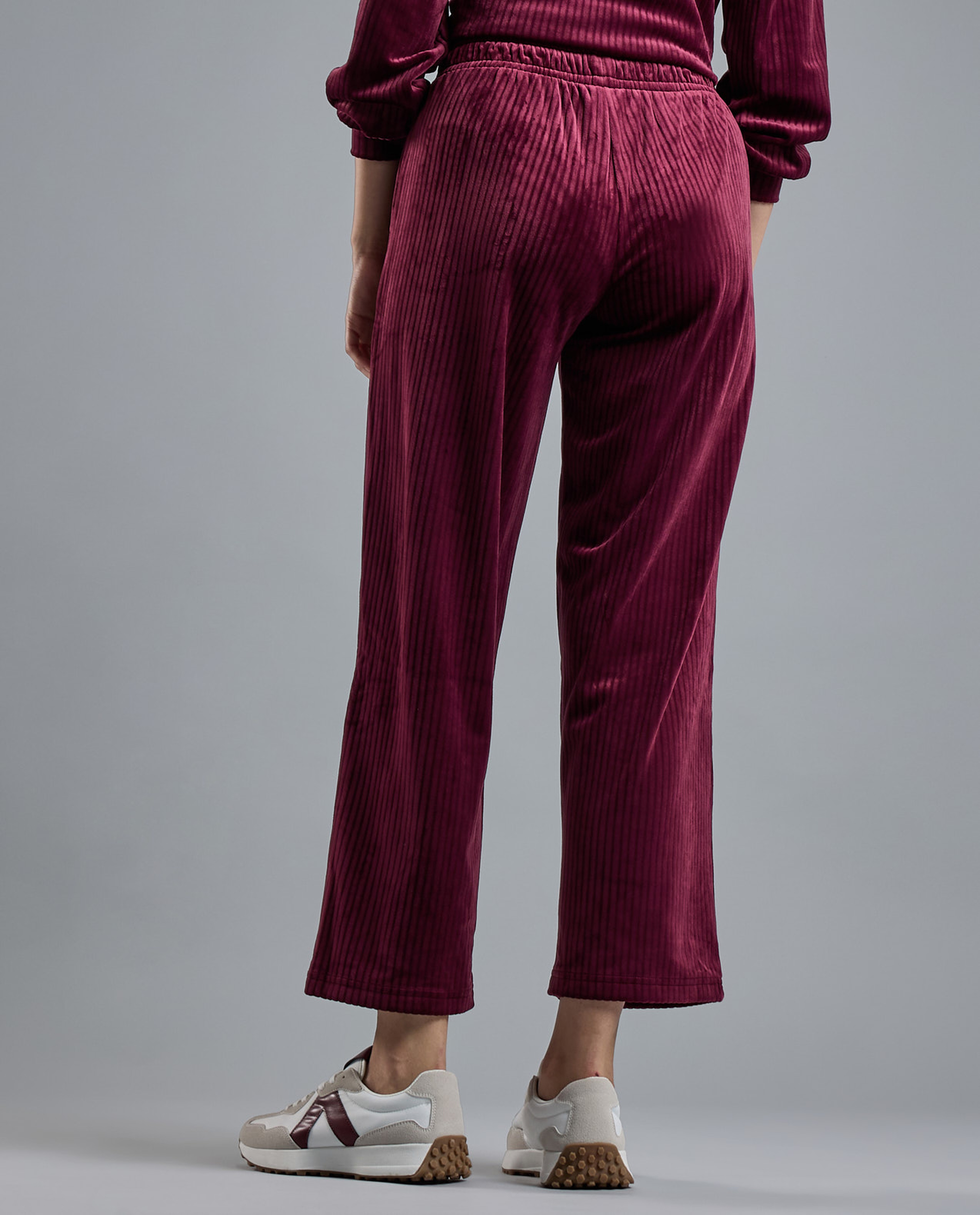 Ribbed Lounge Pants with Drawstring Waist