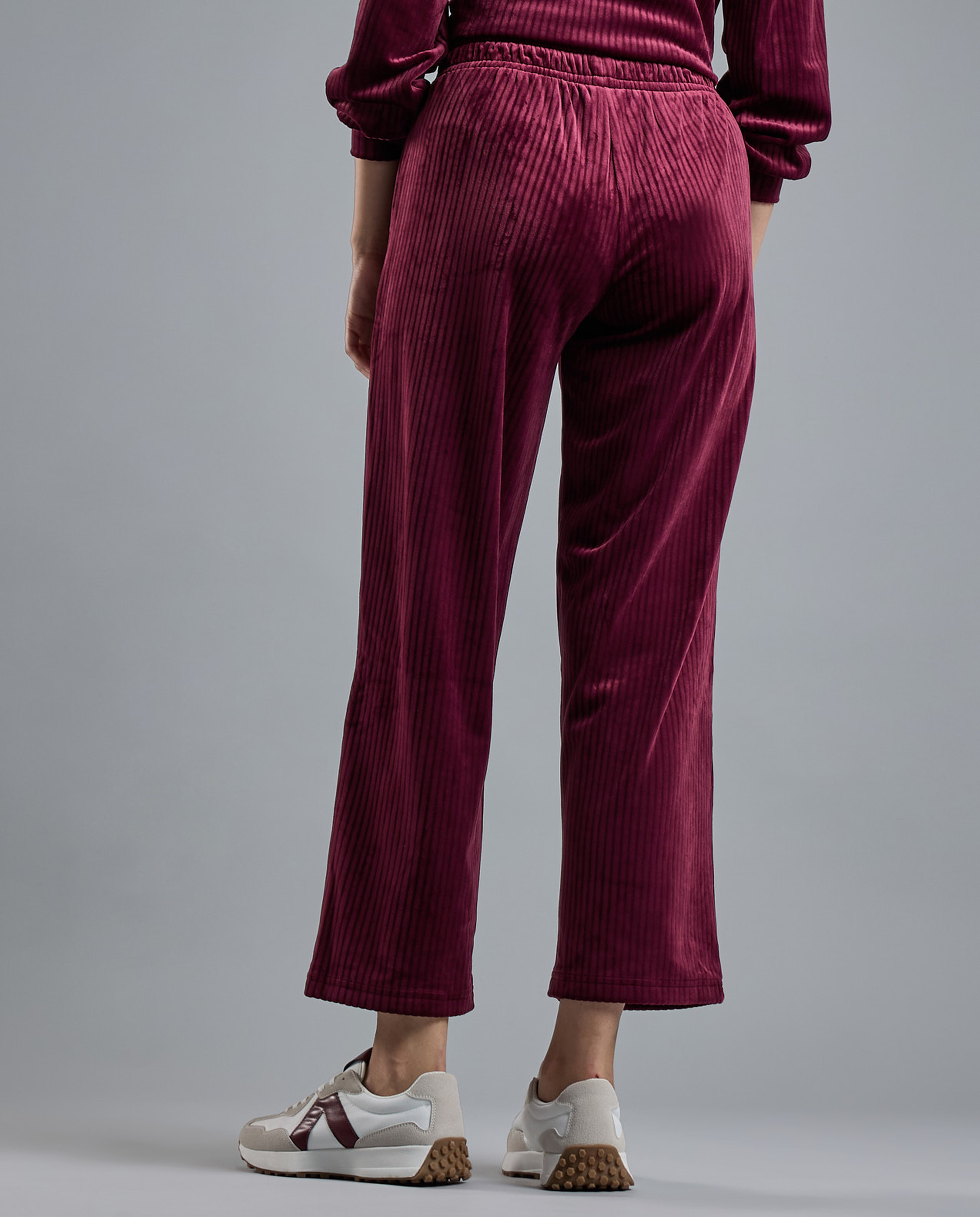 Ribbed Lounge Pants with Drawstring Waist