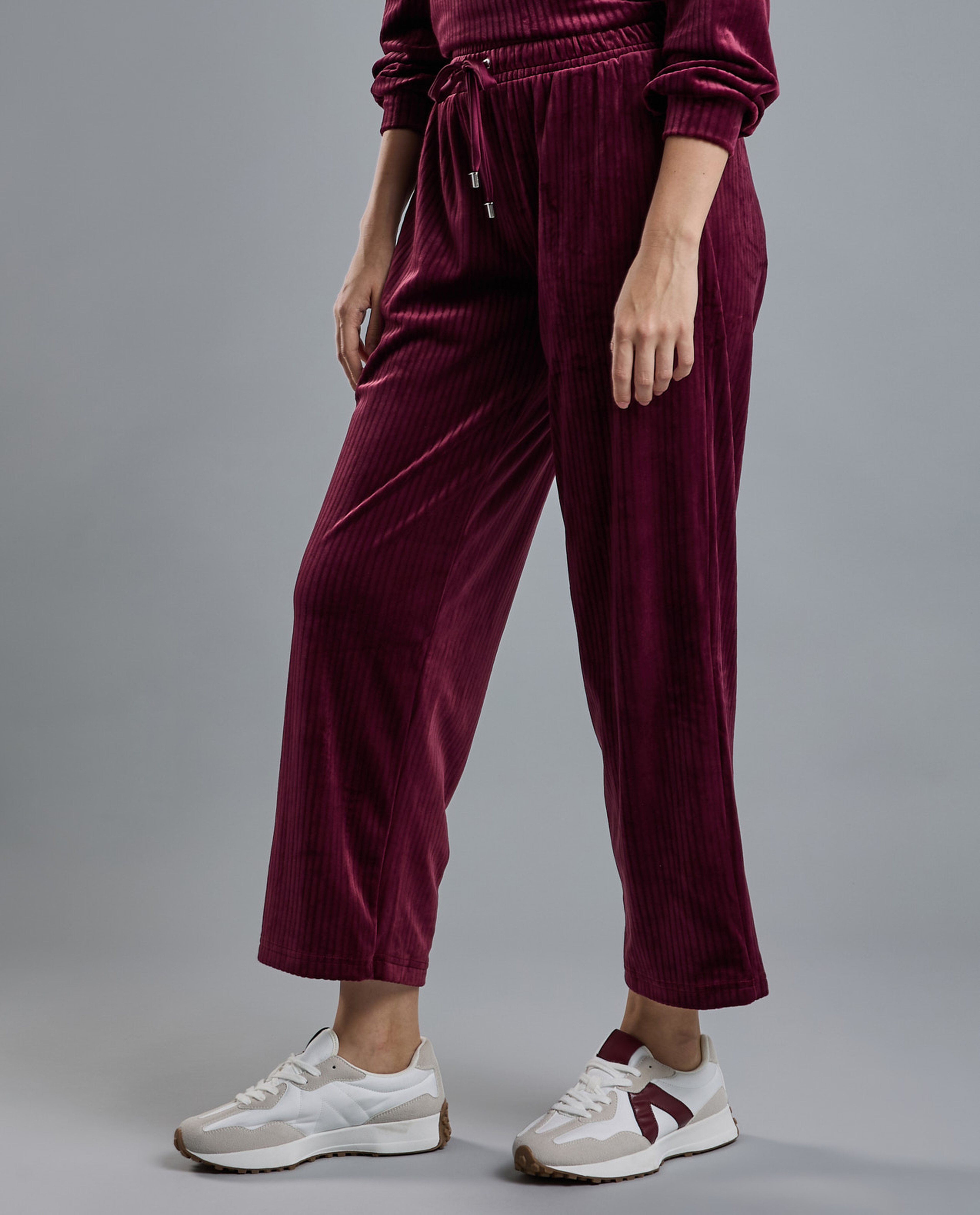 Ribbed Lounge Pants with Drawstring Waist