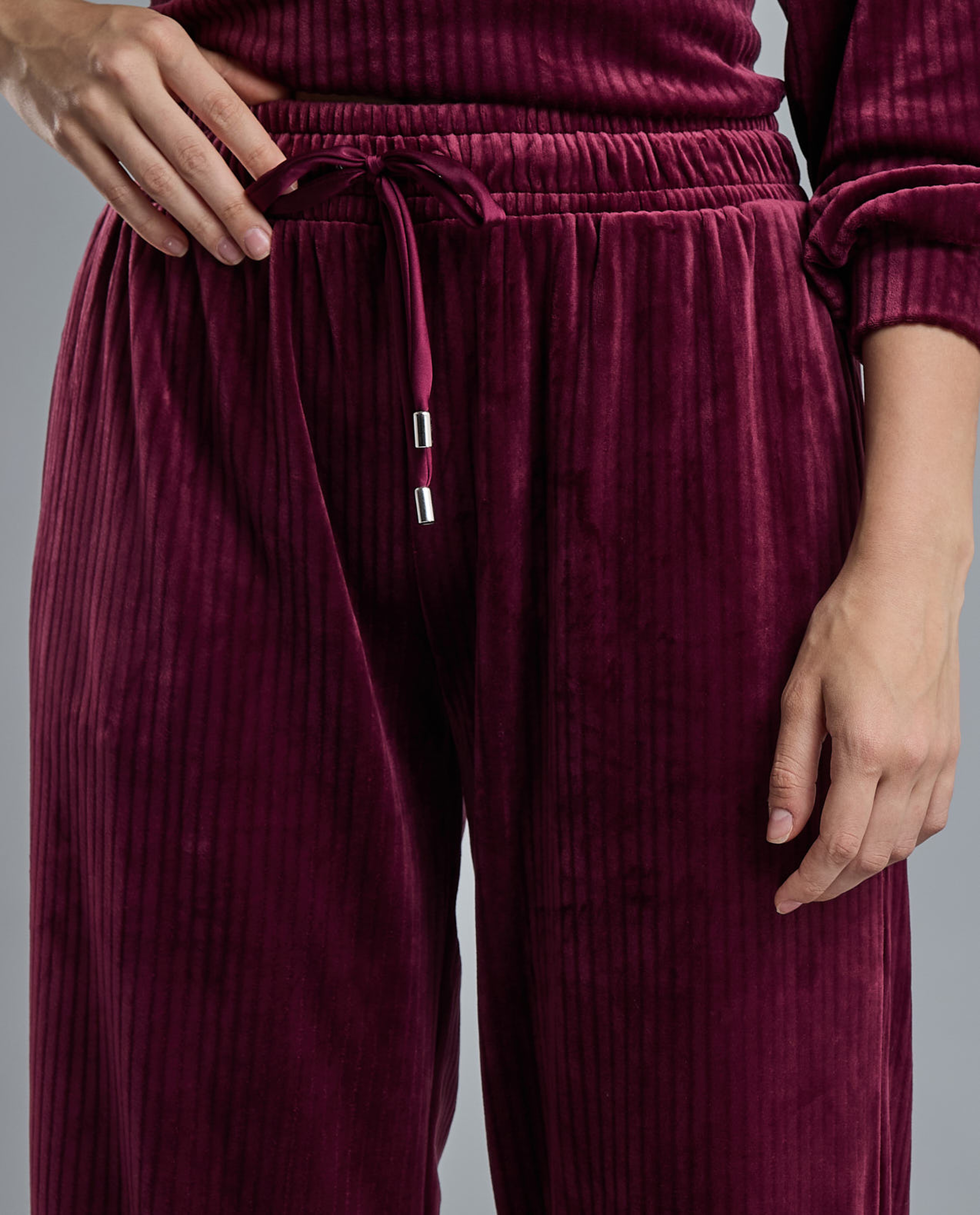 Ribbed Lounge Pants with Drawstring Waist