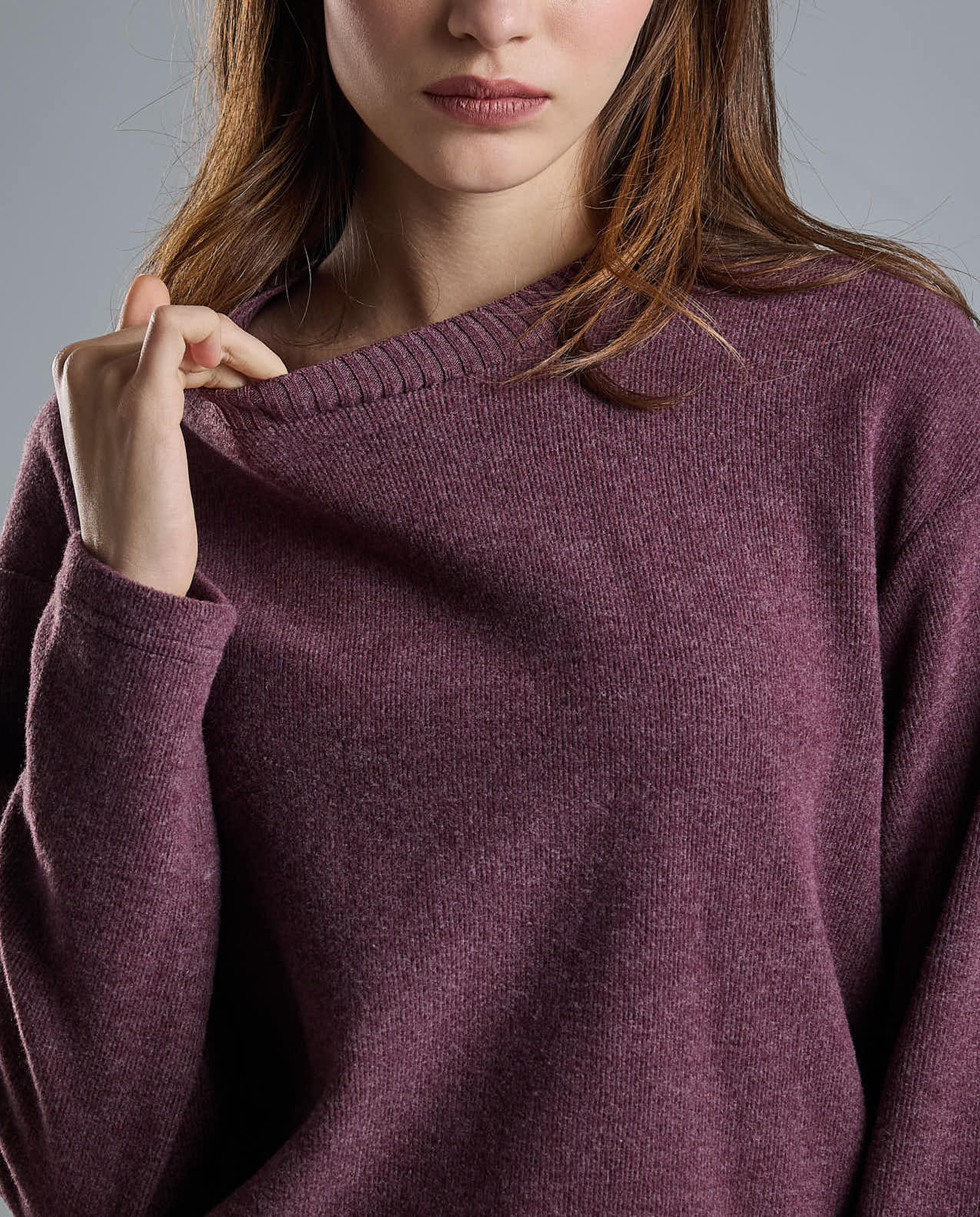 Textured Sweatshirt with Crew Neck and Long Sleeves