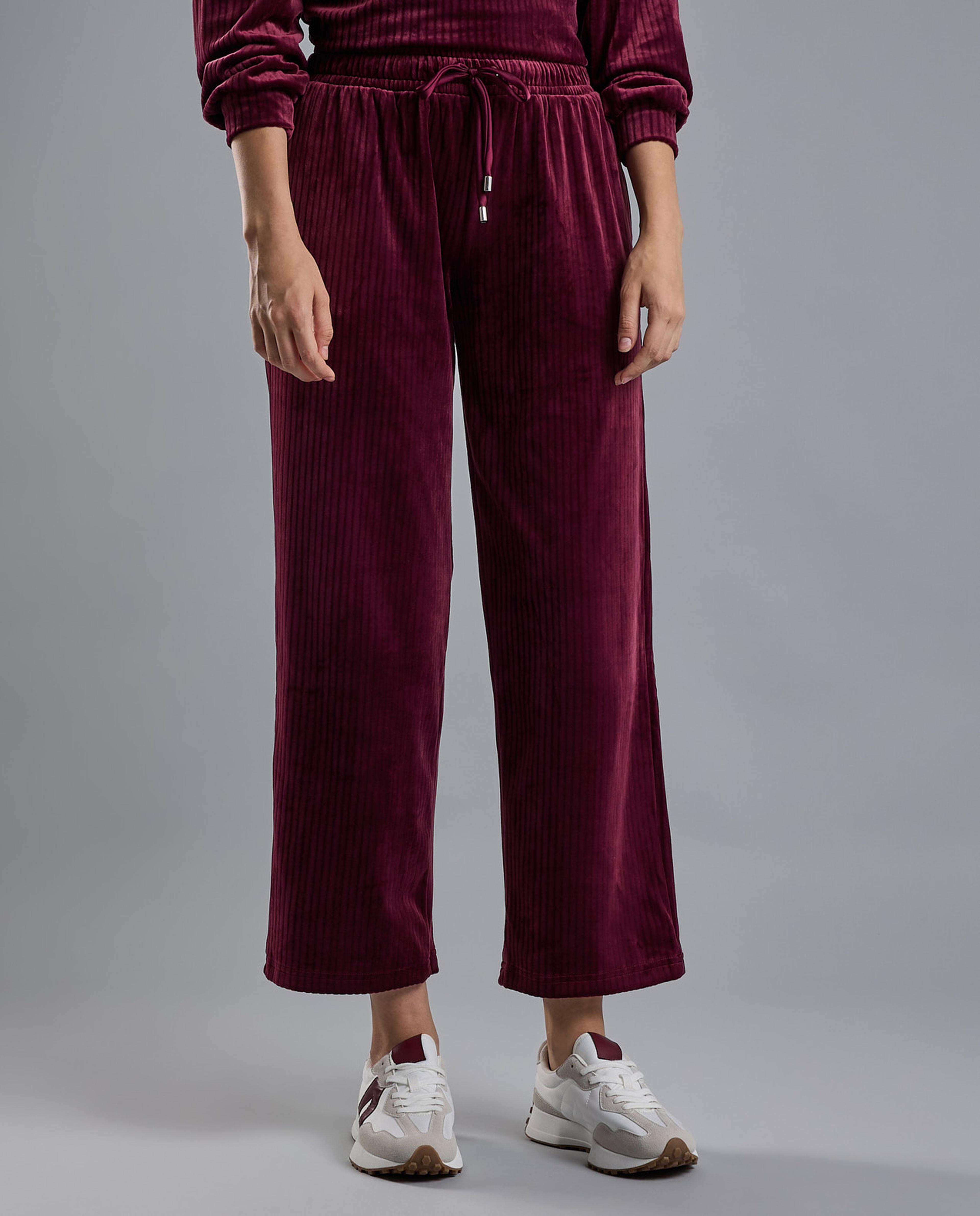 Ribbed Lounge Pants with Drawstring Waist