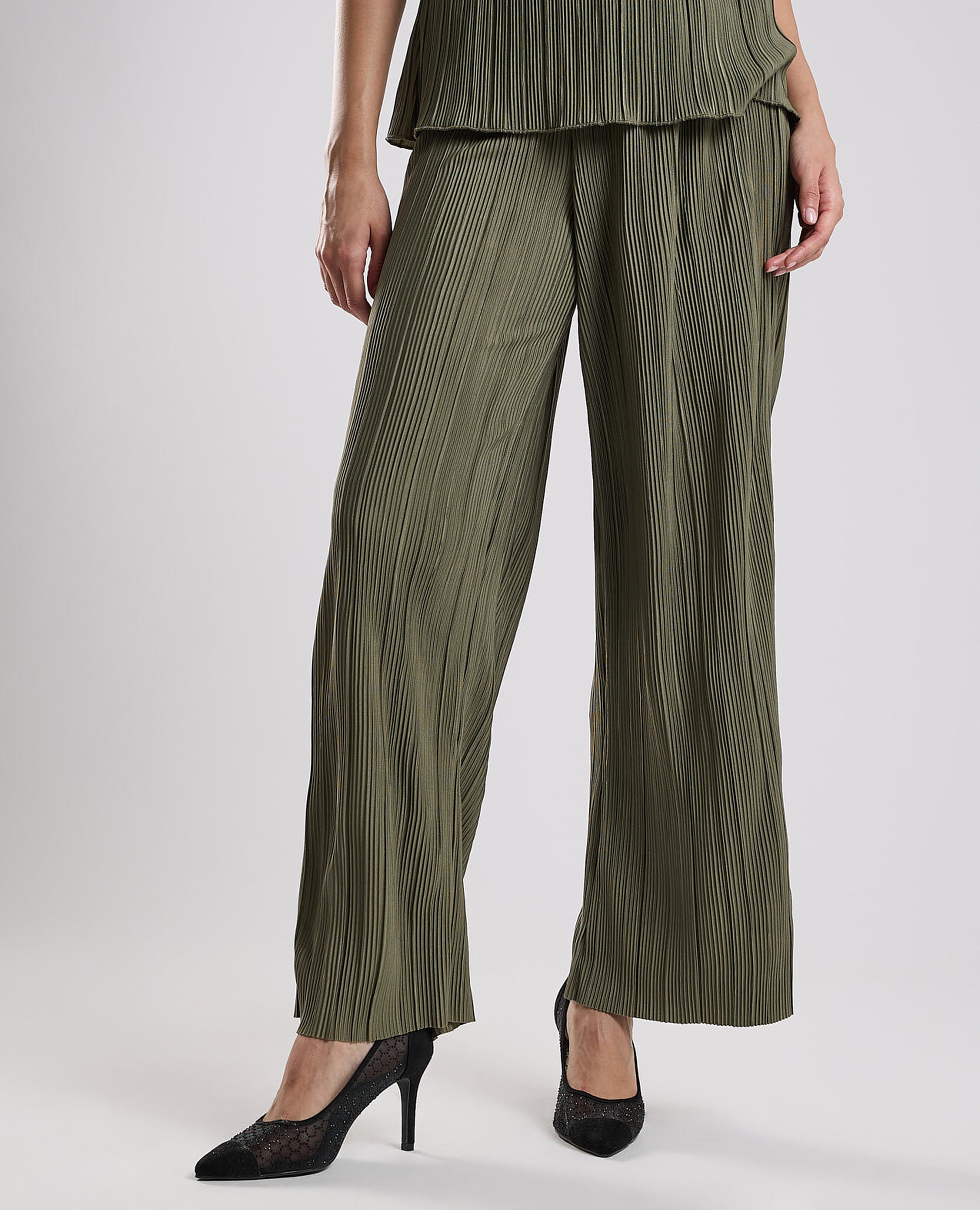 Pleated Trousers with Drawstring Waist