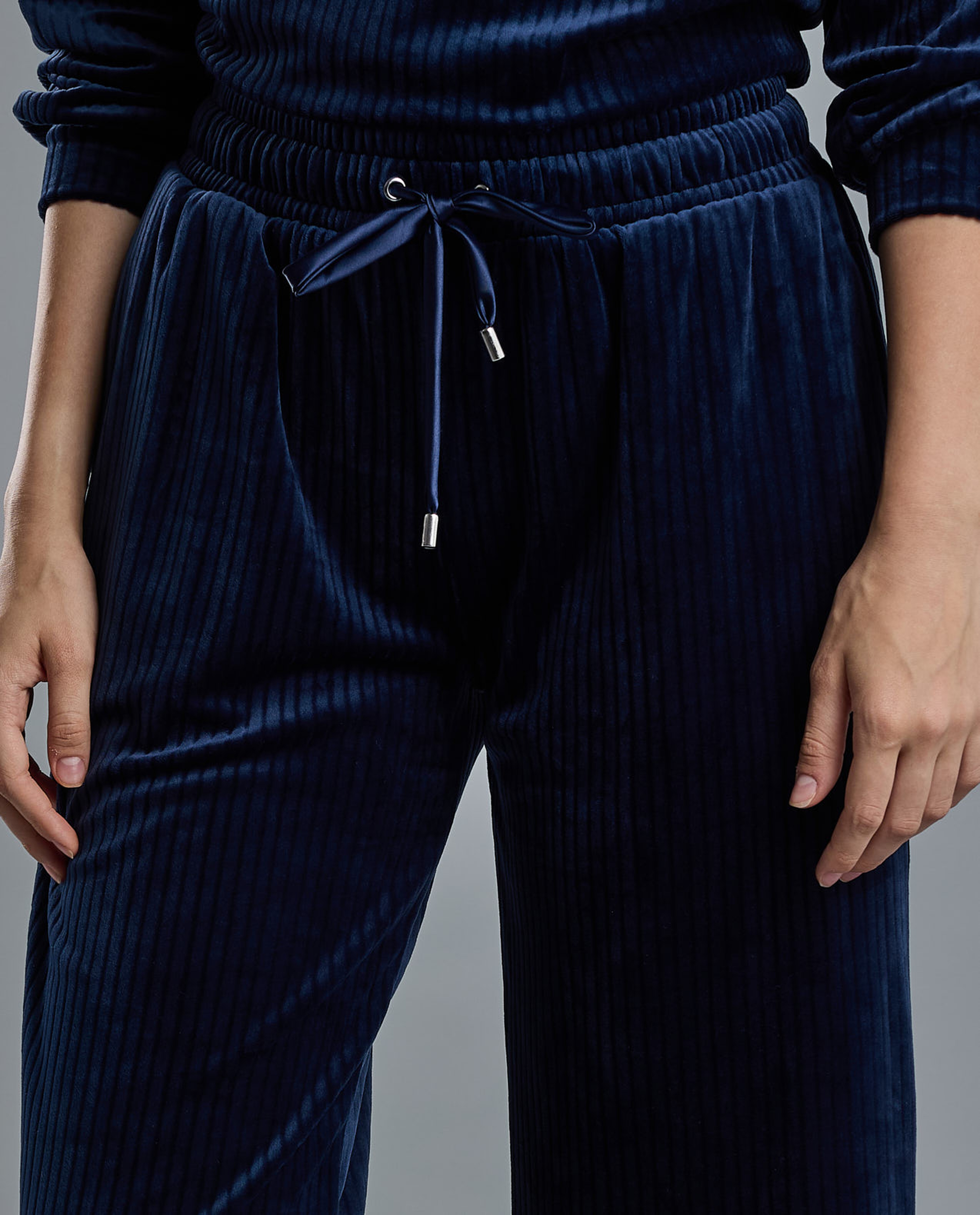Ribbed Lounge Pants with Drawstring Waist