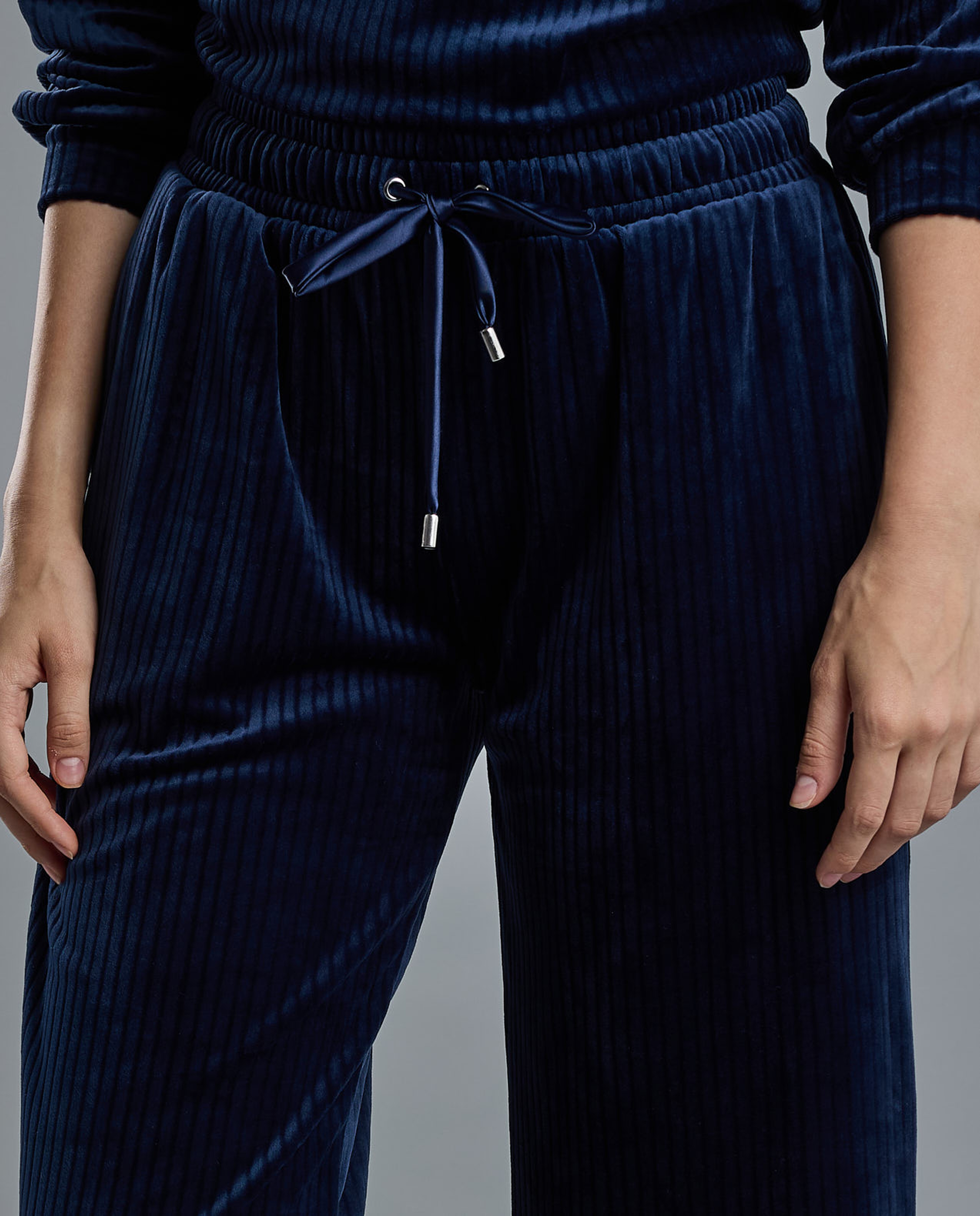 Ribbed Lounge Pants with Drawstring Waist