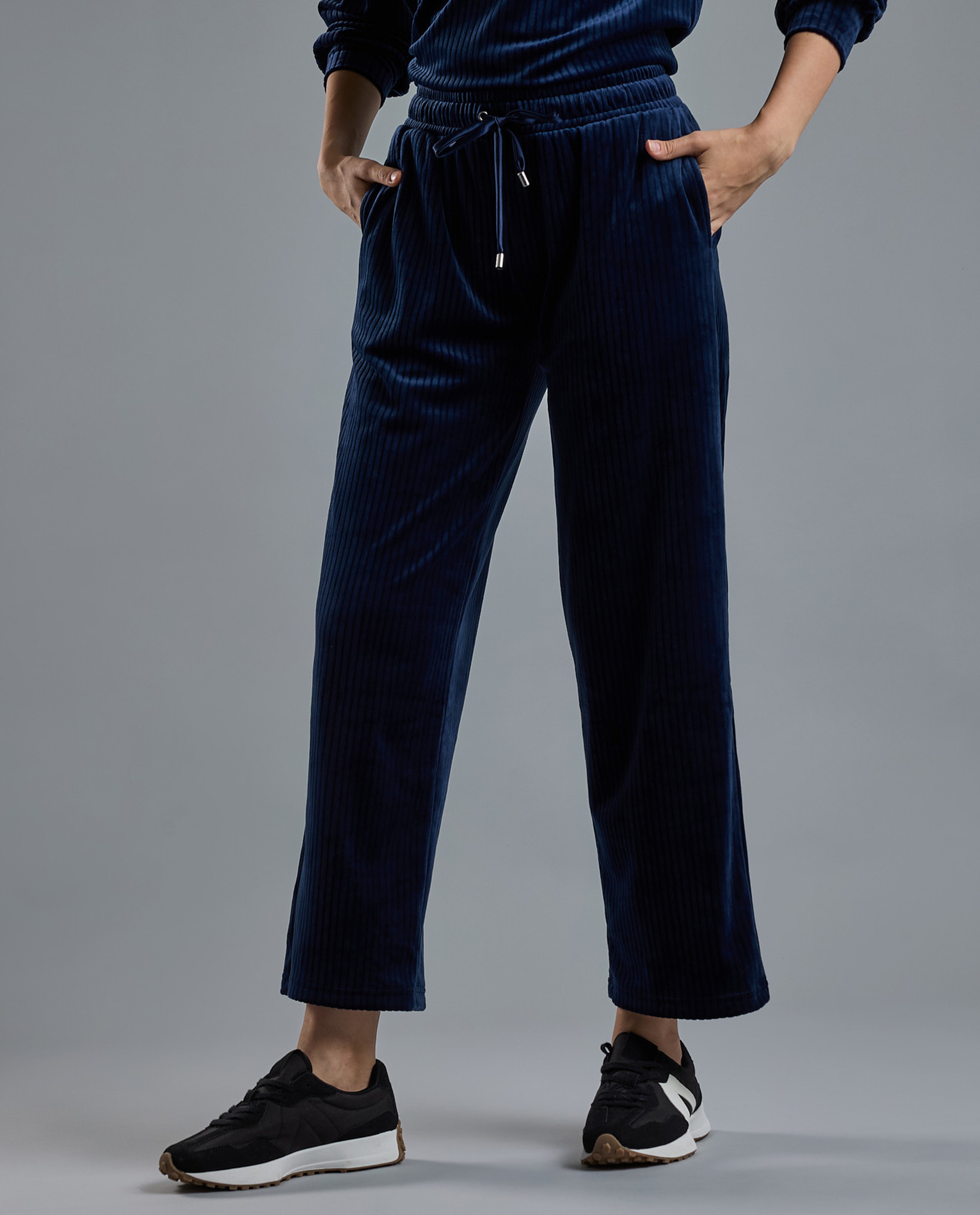 Ribbed Lounge Pants with Drawstring Waist