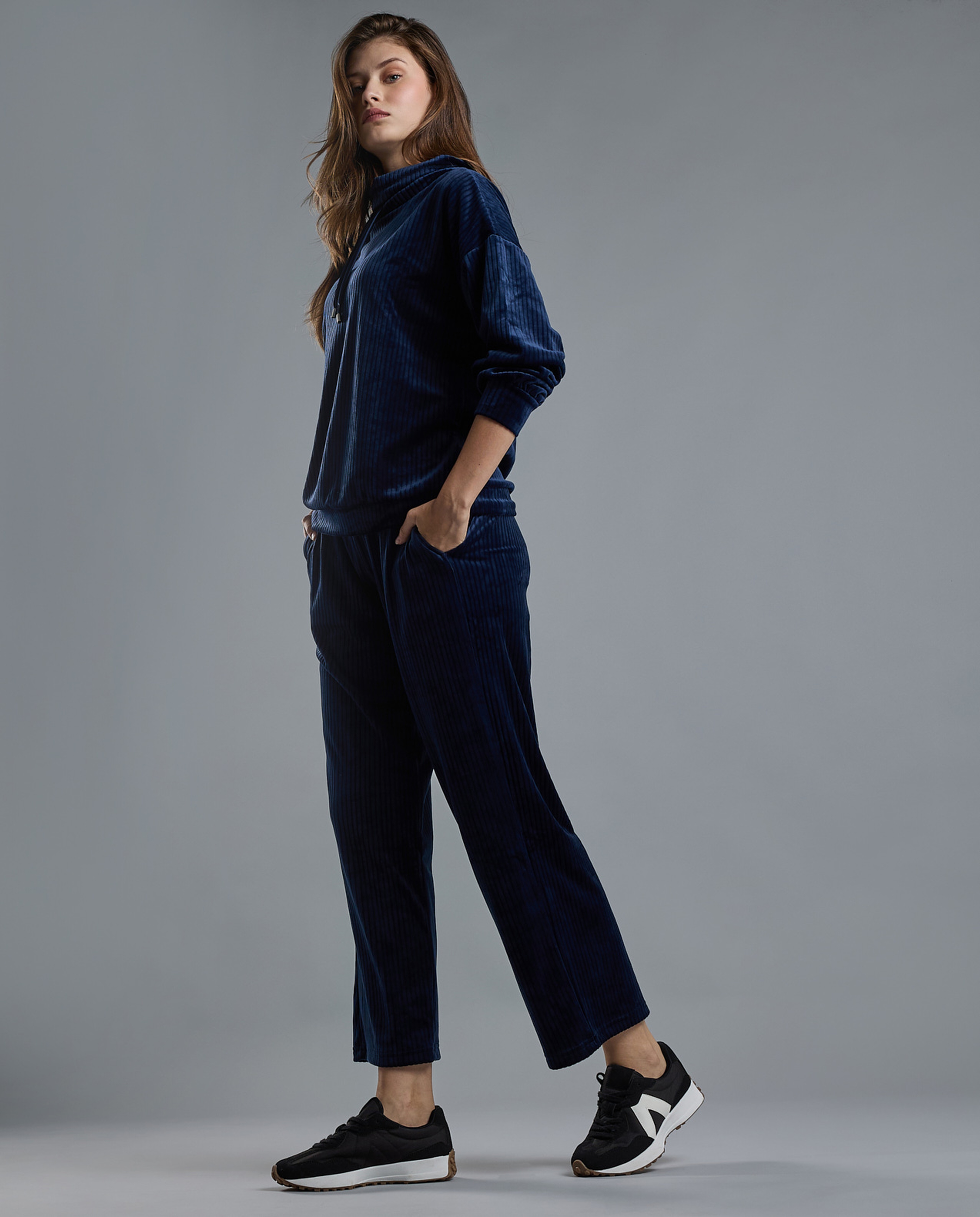 Ribbed Lounge Pants with Drawstring Waist