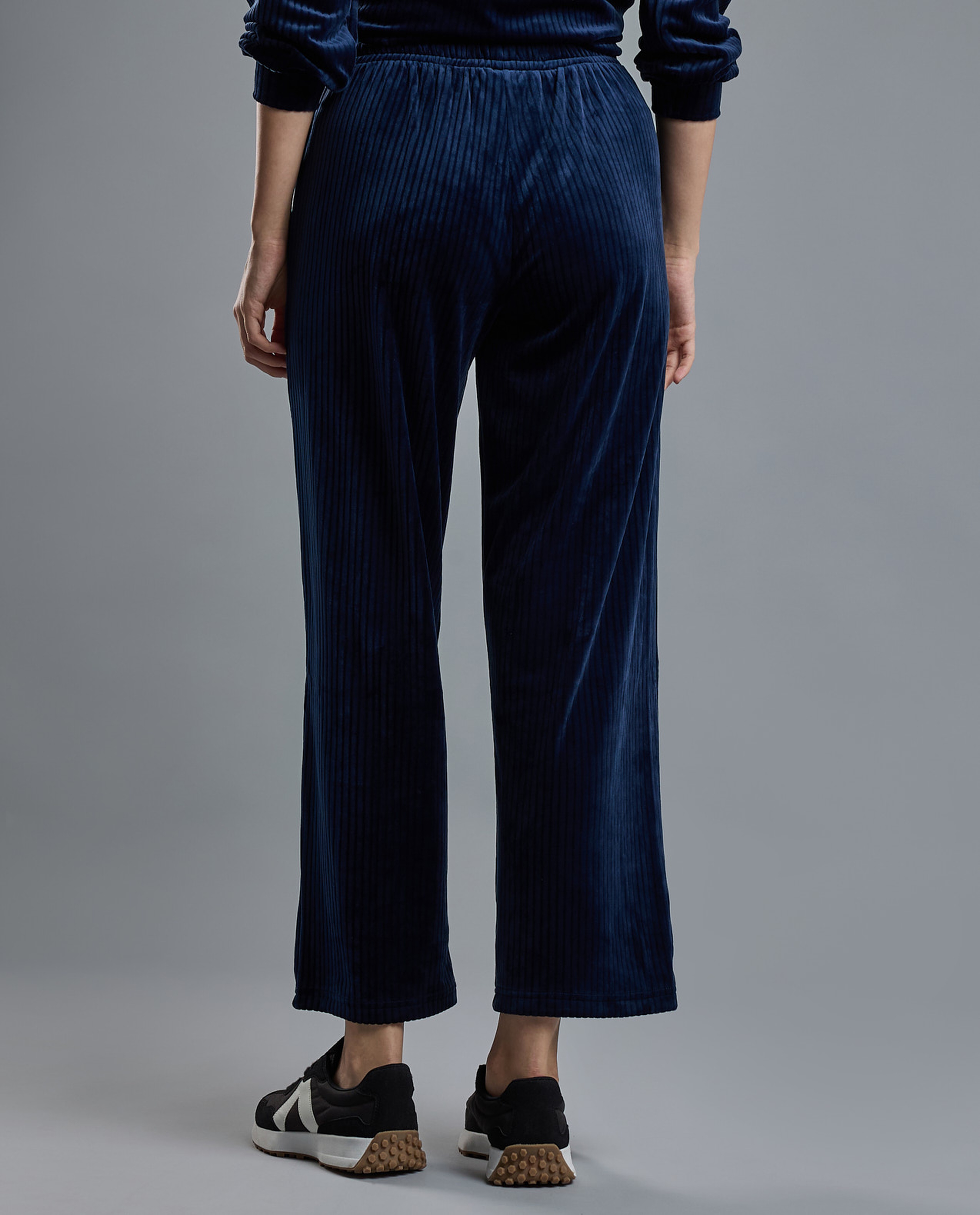 Ribbed Lounge Pants with Drawstring Waist