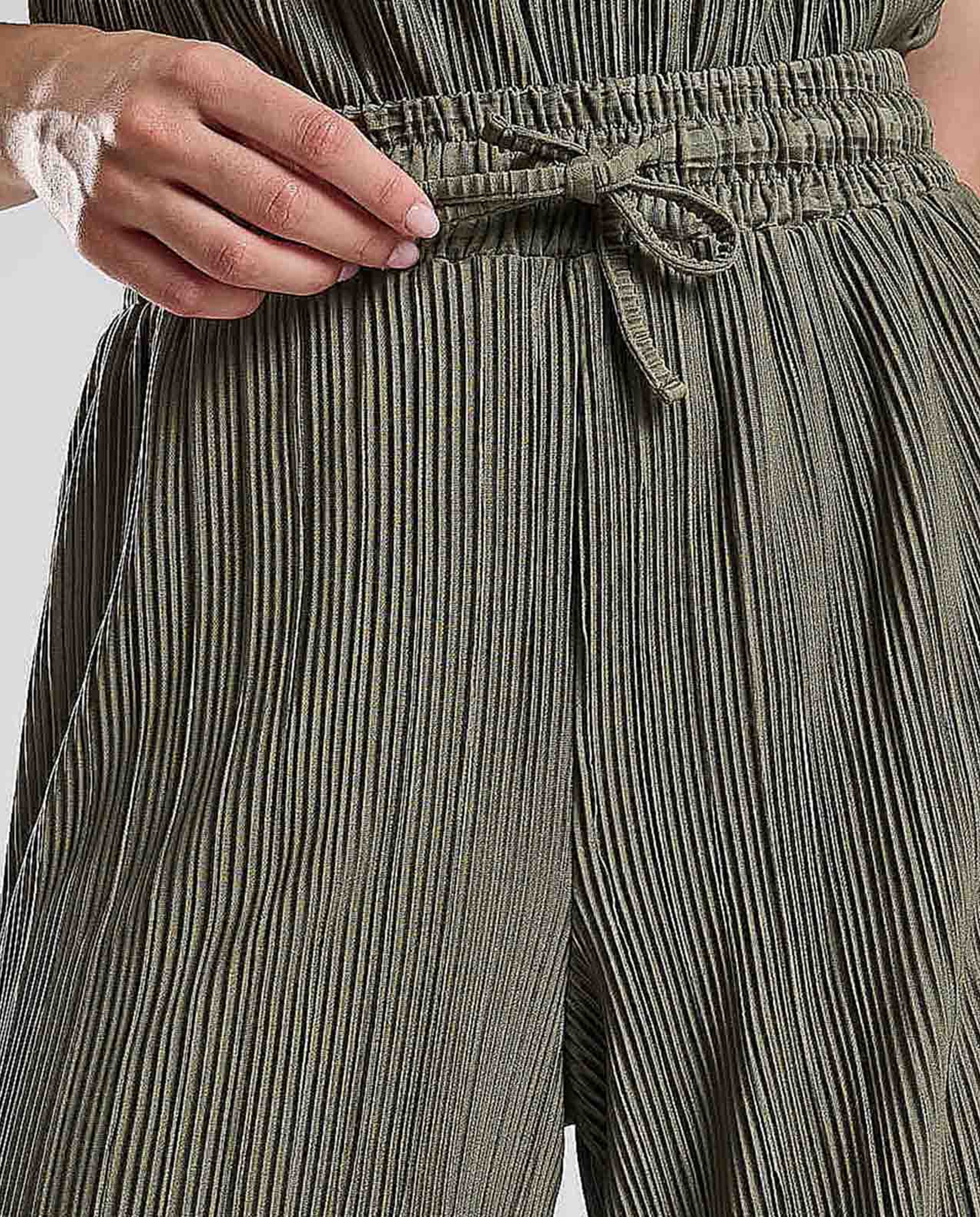 Pleated Trousers with Drawstring Waist