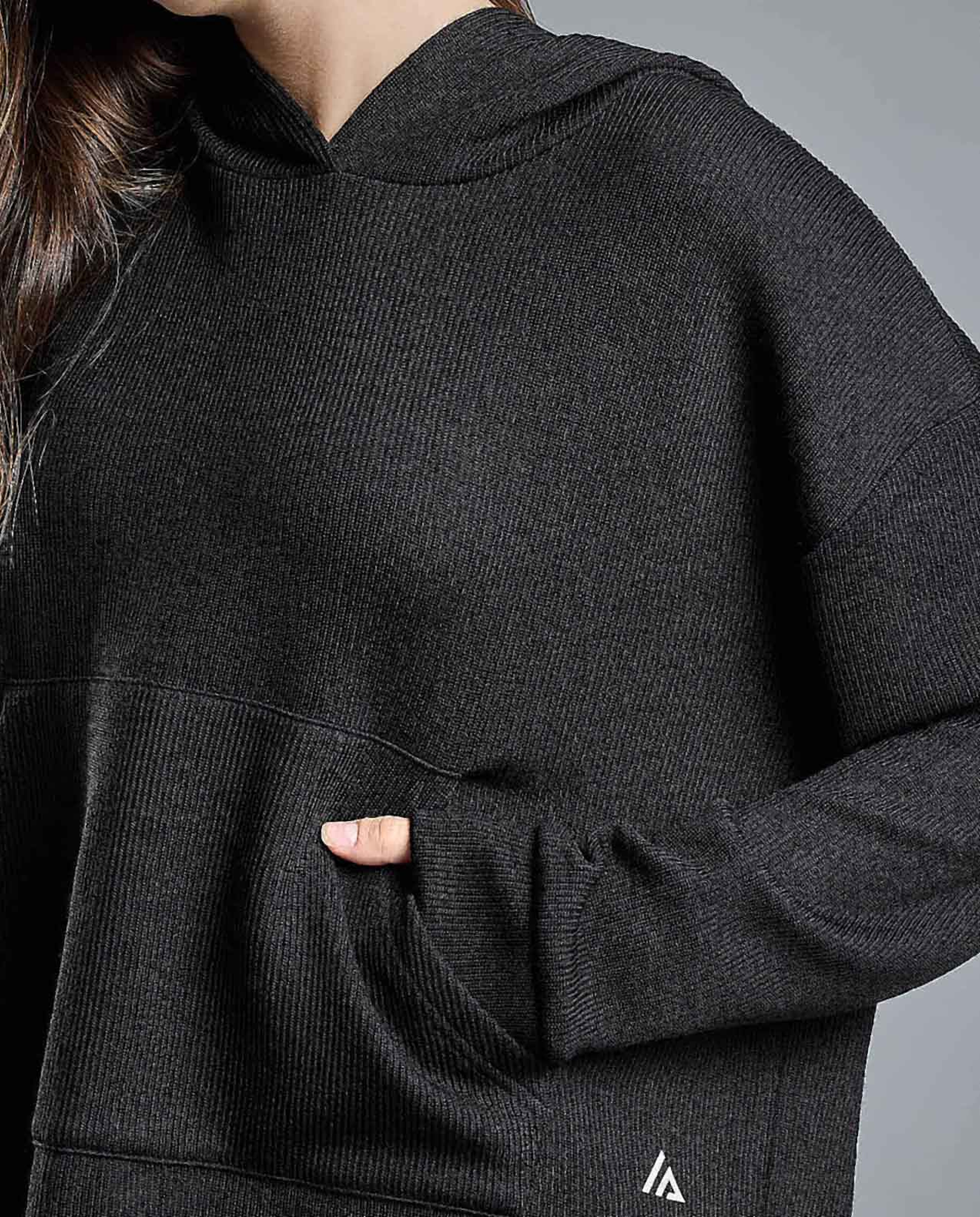 Solid Sweatshirt with Crew Neck and Long Sleeves