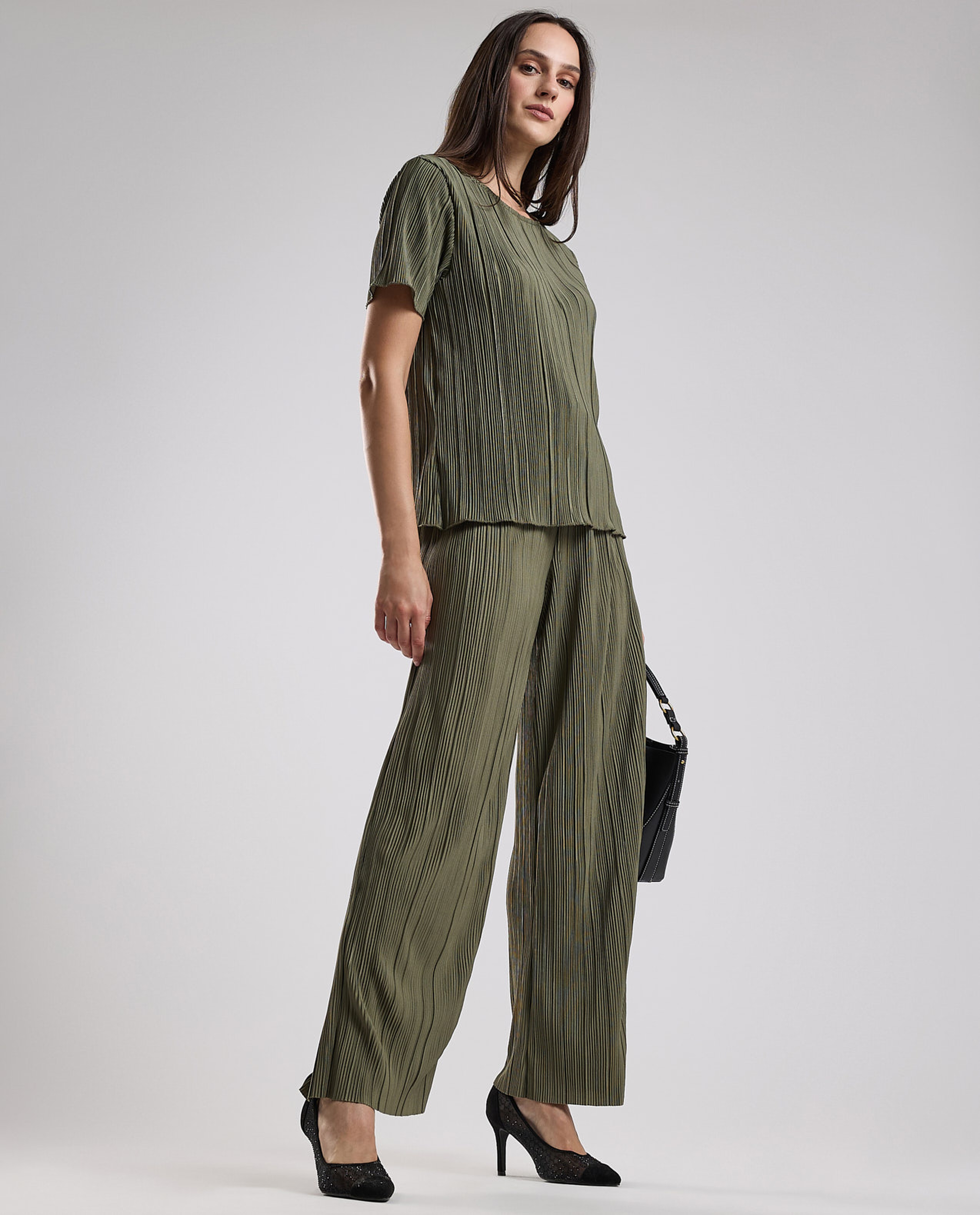 Pleated Trousers with Drawstring Waist