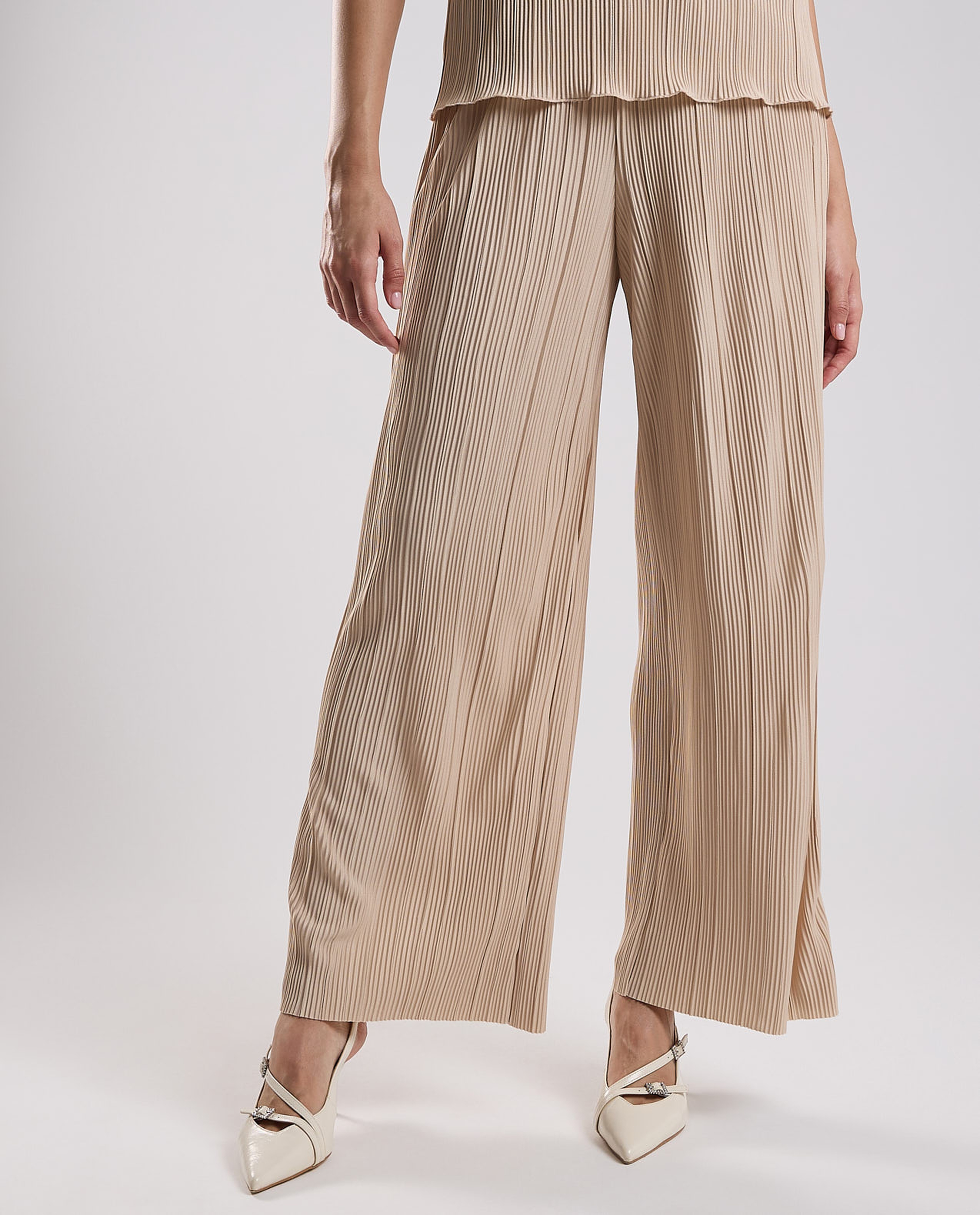 Pleated Trousers with Drawstring Waist