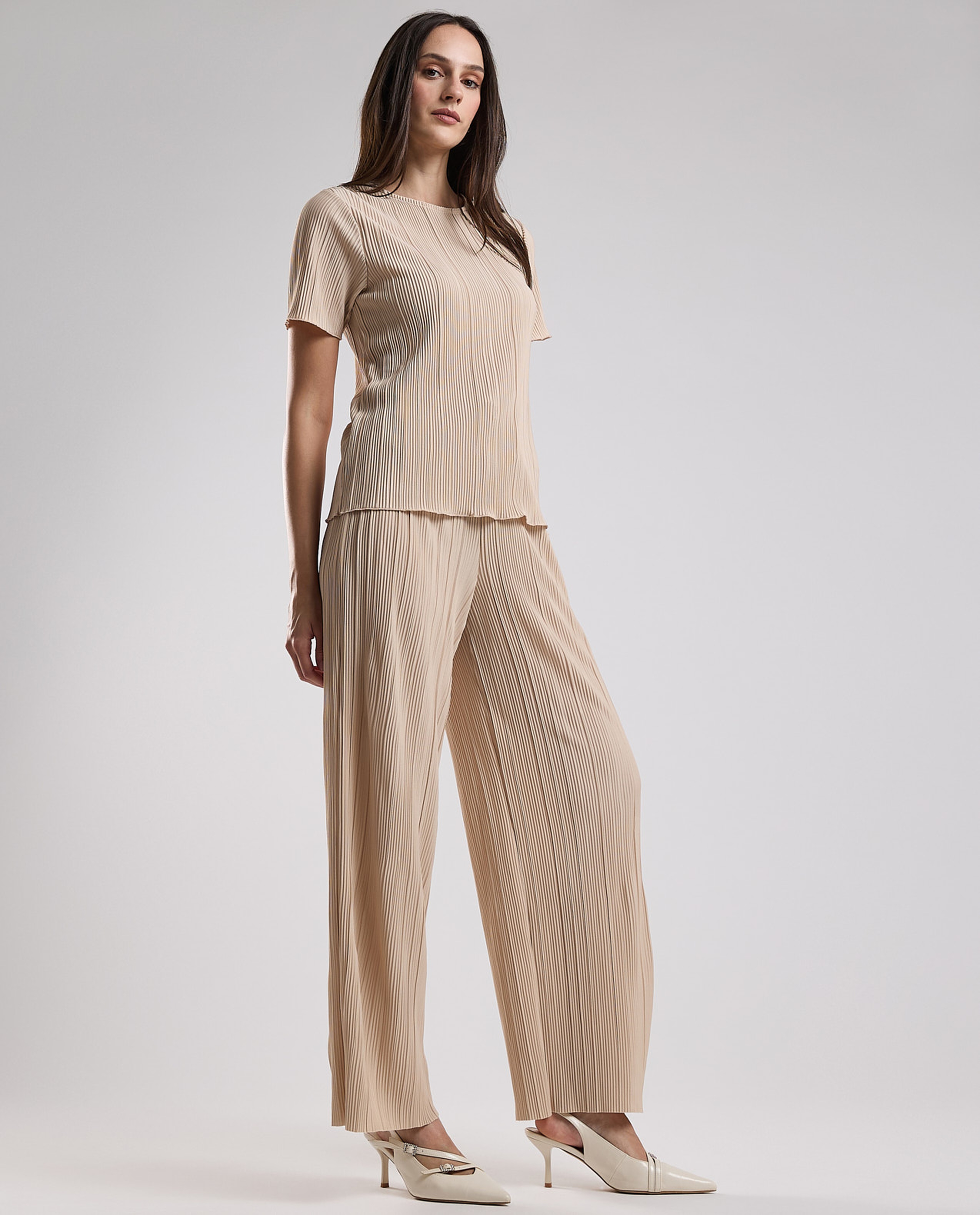 Pleated Trousers with Drawstring Waist